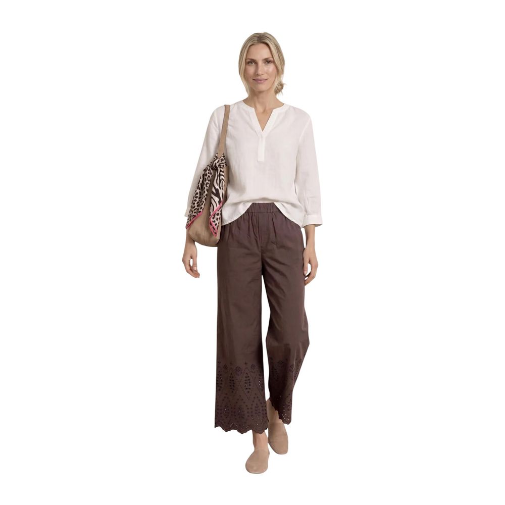 Street One Brown Cotton Casual Pants