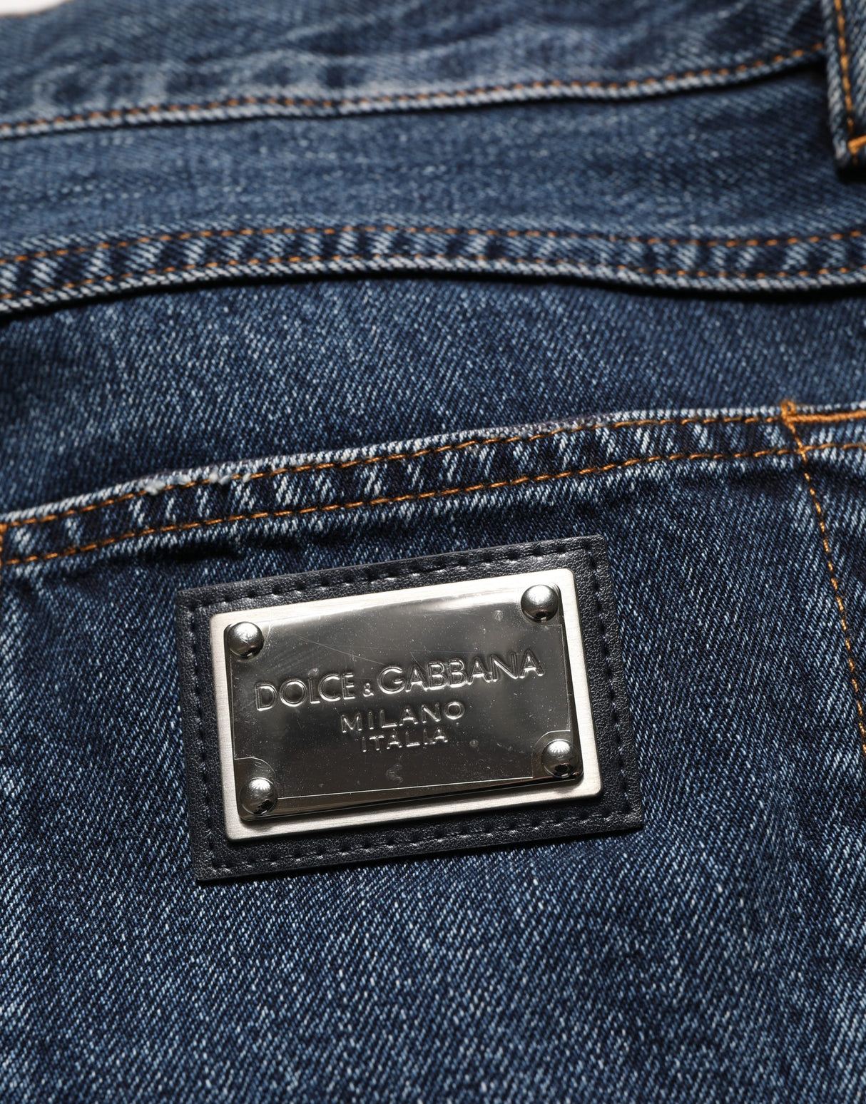 Dolce & Gabbana Dark Blue Washed MidWaist Straight Denim Jeans