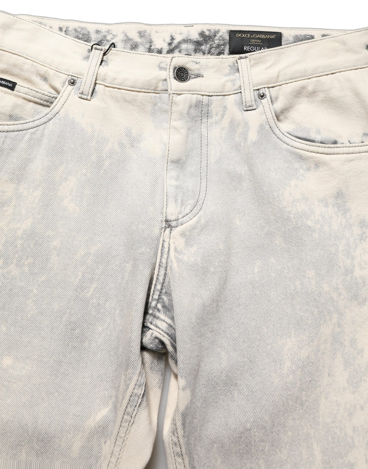 Dolce & Gabbana Beige Tie Dye Cotton Straight Men Denim Jeans
