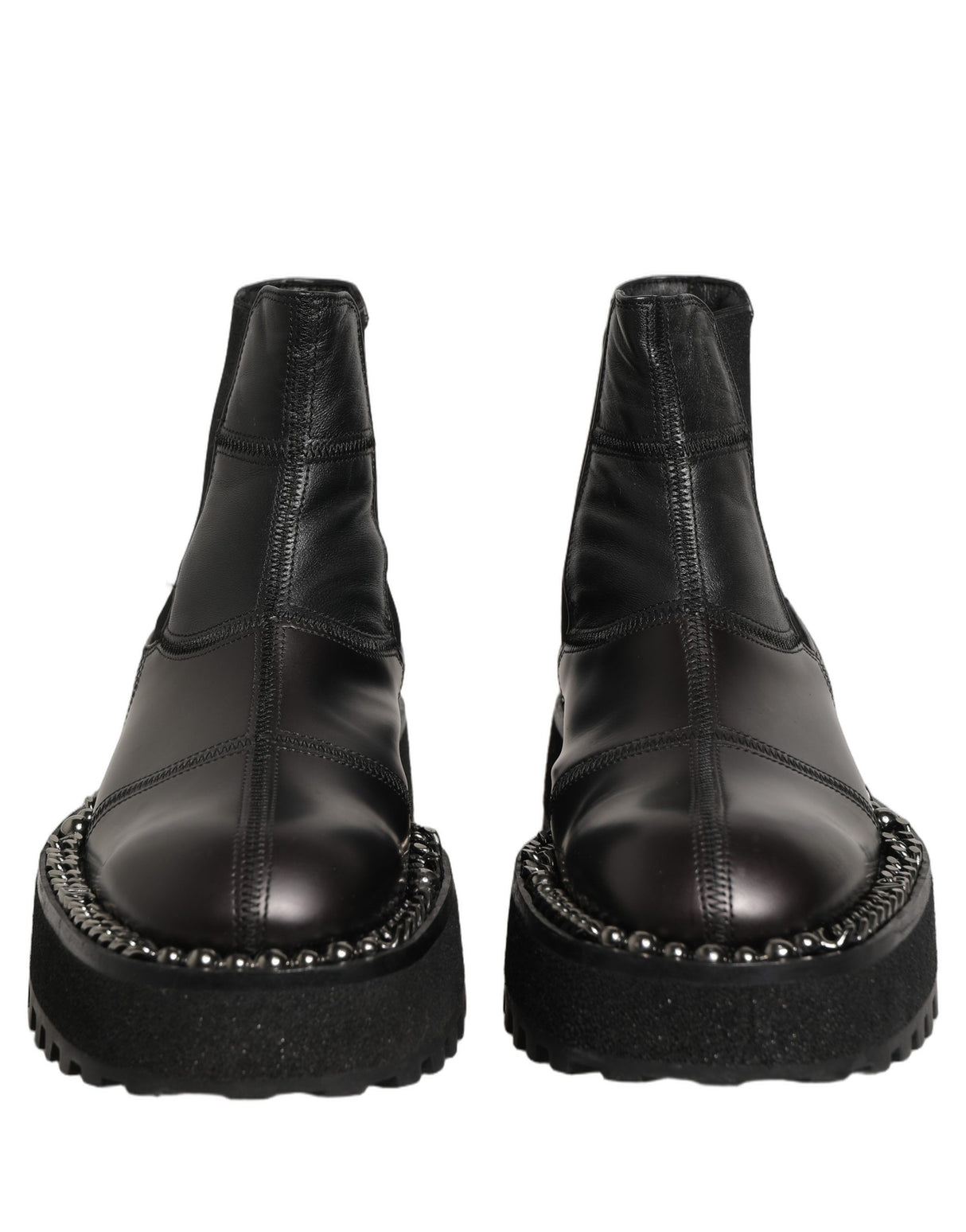 Dolce & Gabbana Black Leather Slip On Chelsea Boots Shoes
