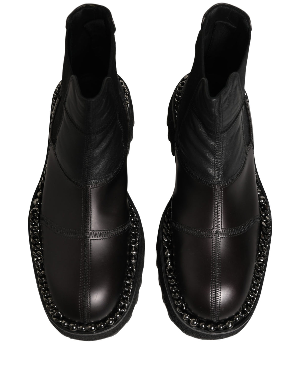 Dolce & Gabbana Black Leather Slip On Chelsea Boots Shoes
