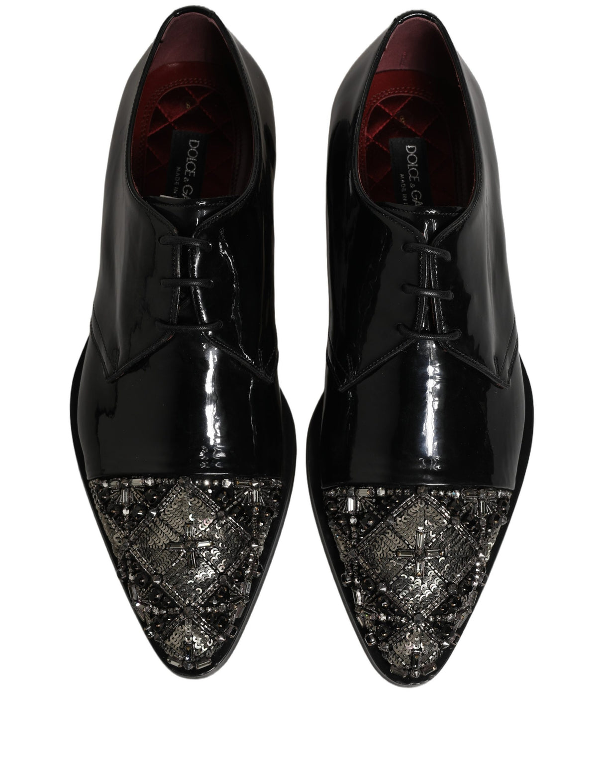 Dolce & Gabbana Black Embellished Men Derby Dress Formal Shoes