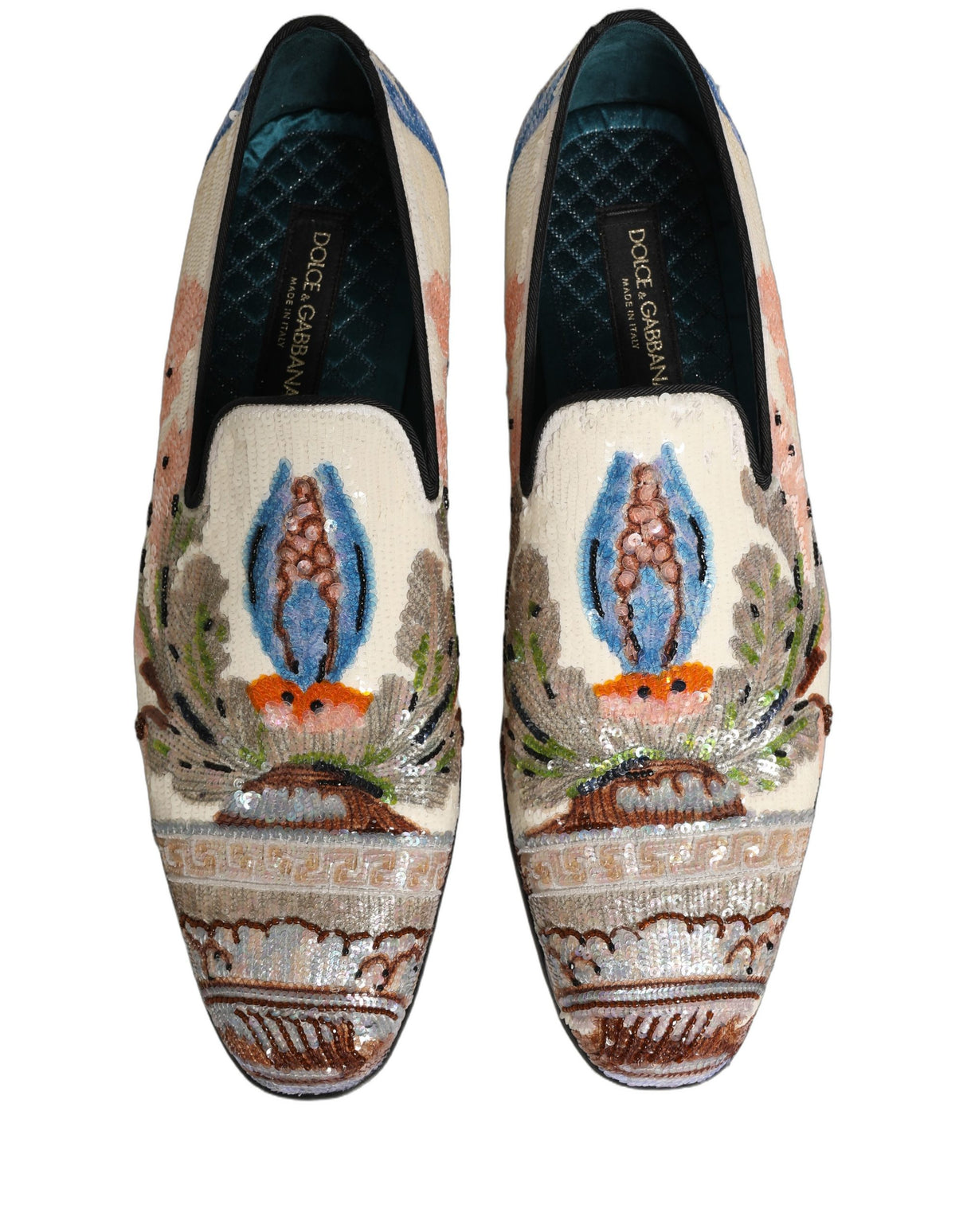 Dolce & Gabbana Multicolor Sequin Embroidered Loafers Shoes