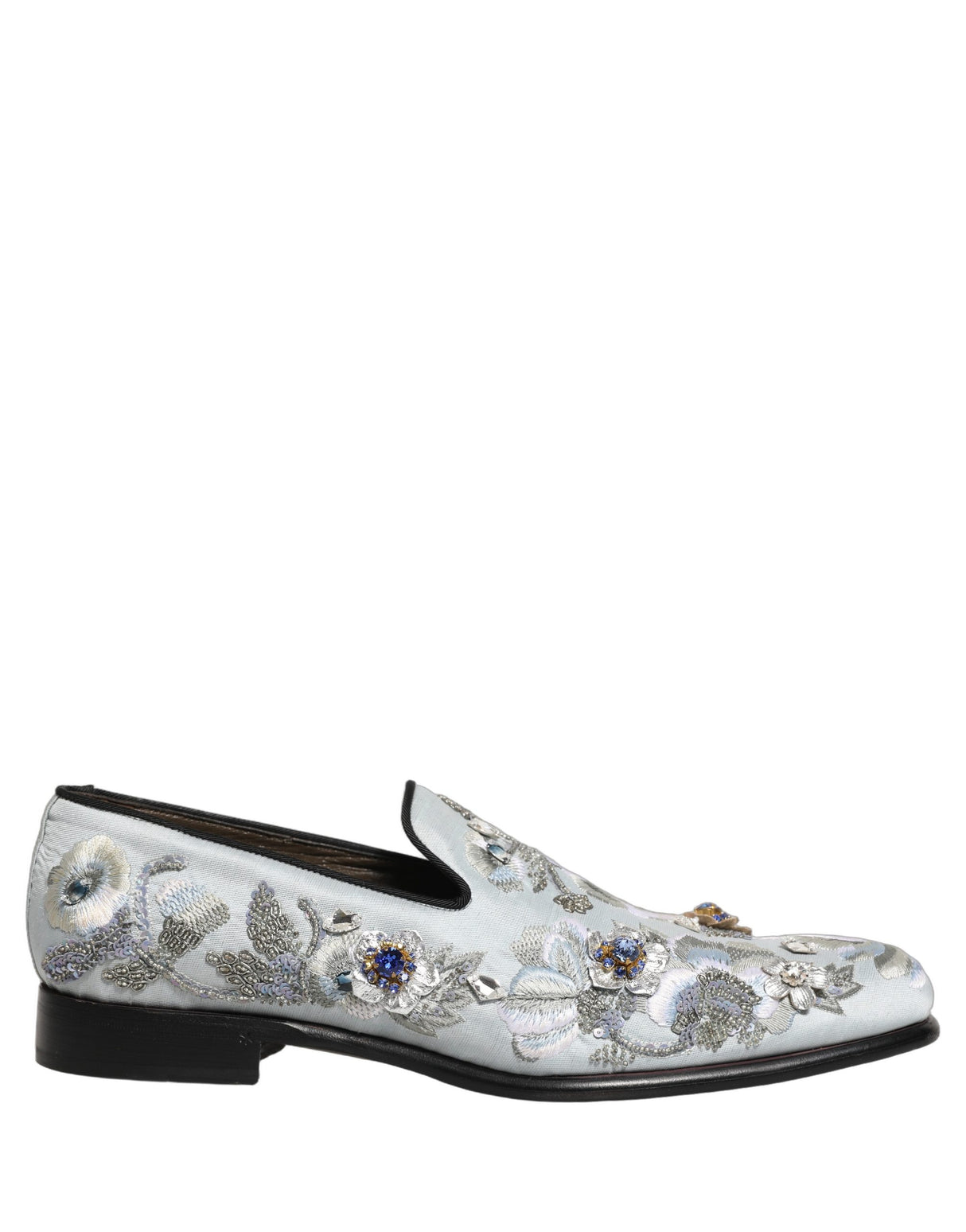 Dolce & Gabbana White Floral Embellished Men Loafers Shoes