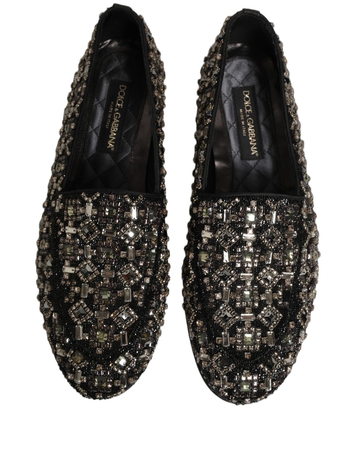 Dolce & Gabbana Black Crystal Embellished Dress Loafers Shoes