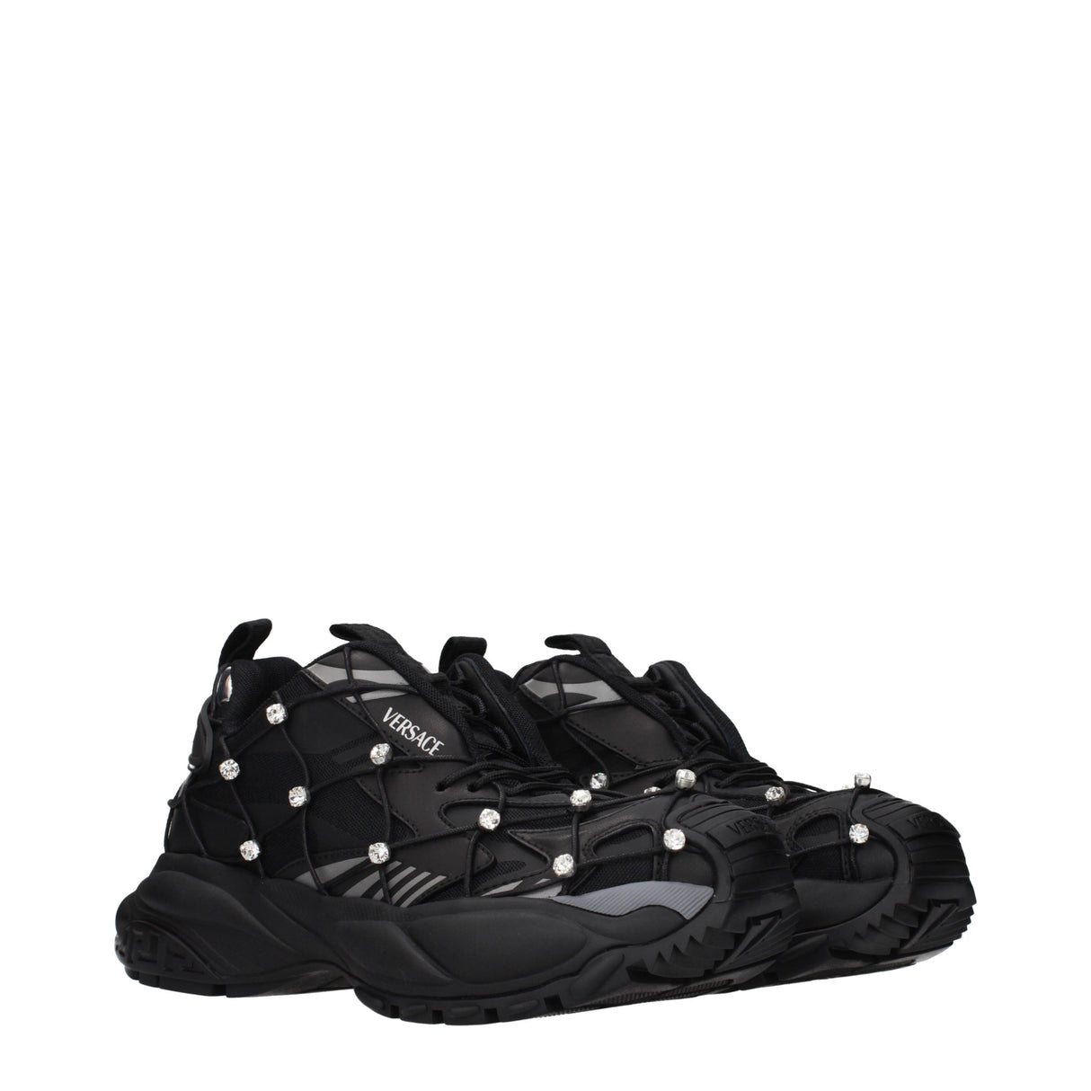 Versace Black Fabric Chunky Sneakers