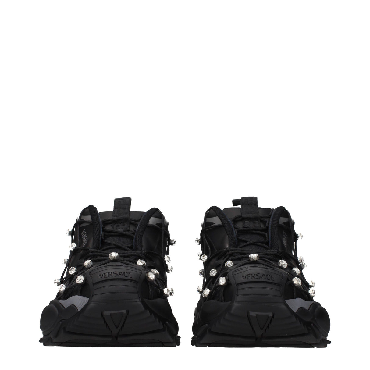 Versace Black Fabric Chunky Sneakers