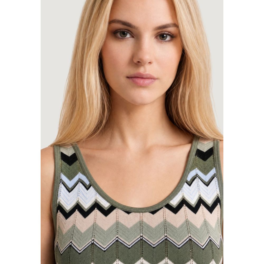 Street One Green Marabou Tank Tops