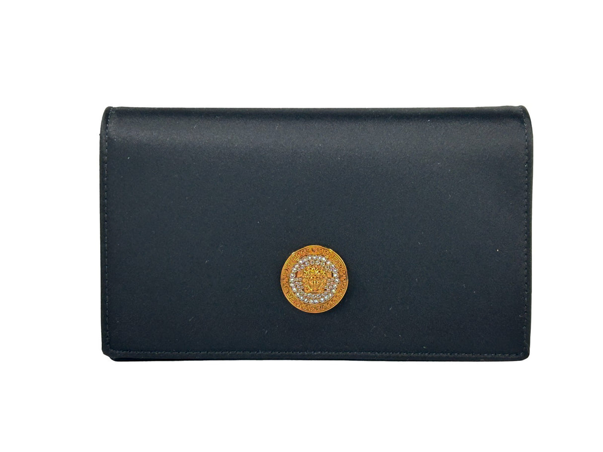 Versace Mini Chain Black Crossbody Wallet Bag