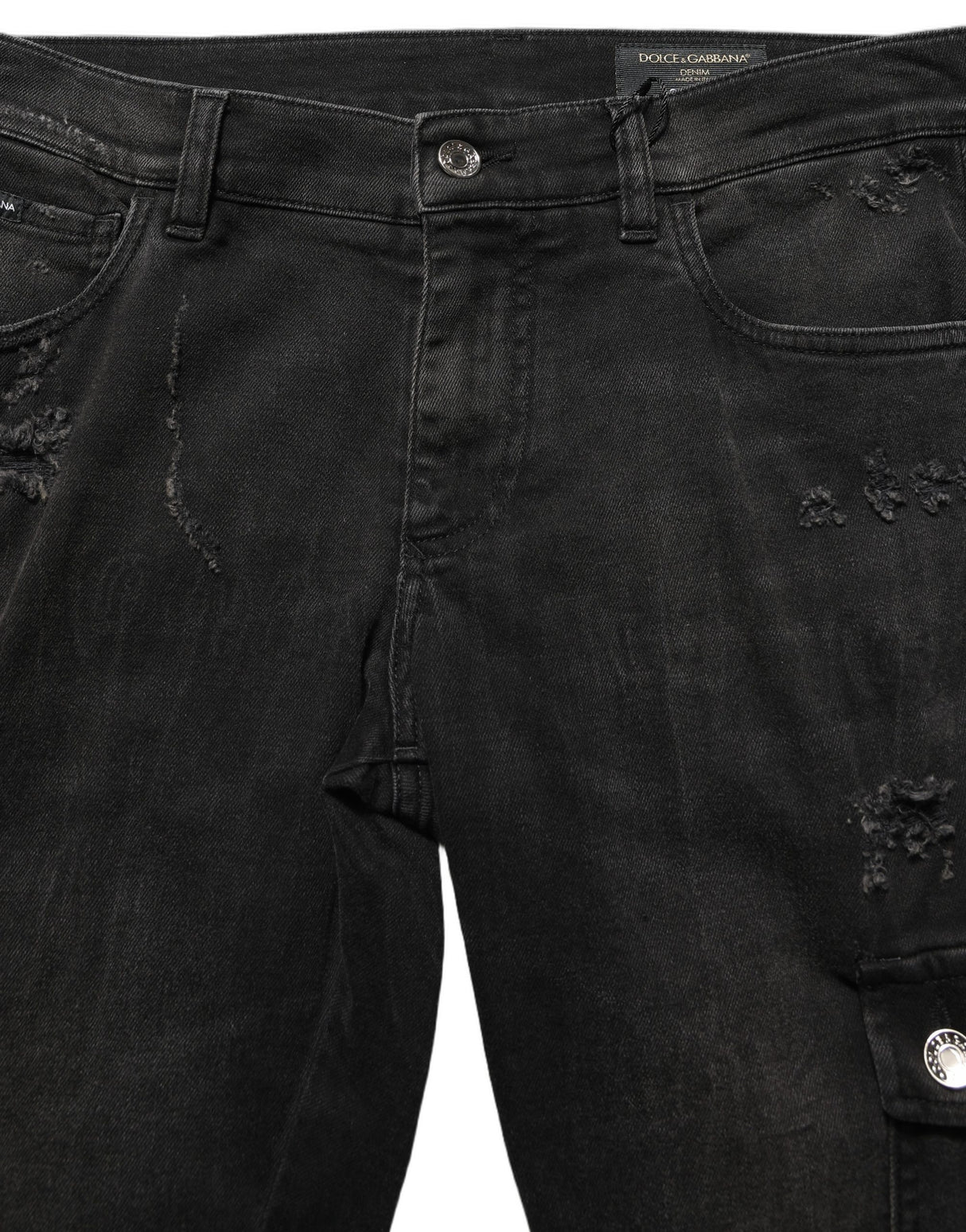 Dolce & Gabbana Black Distressed Cargo Cotton Men Denim Jeans