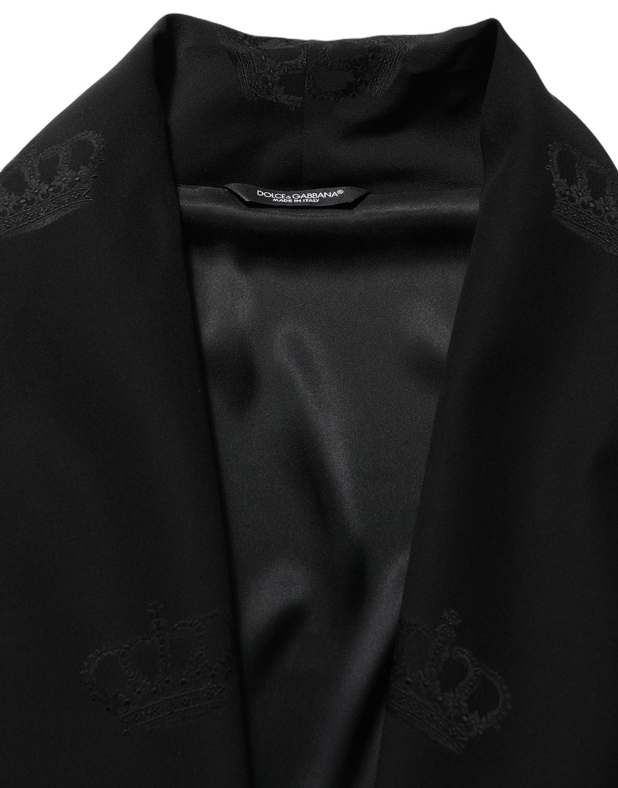 Dolce & Gabbana Black 100% Silk Robe Men Wrap Coat Jacket