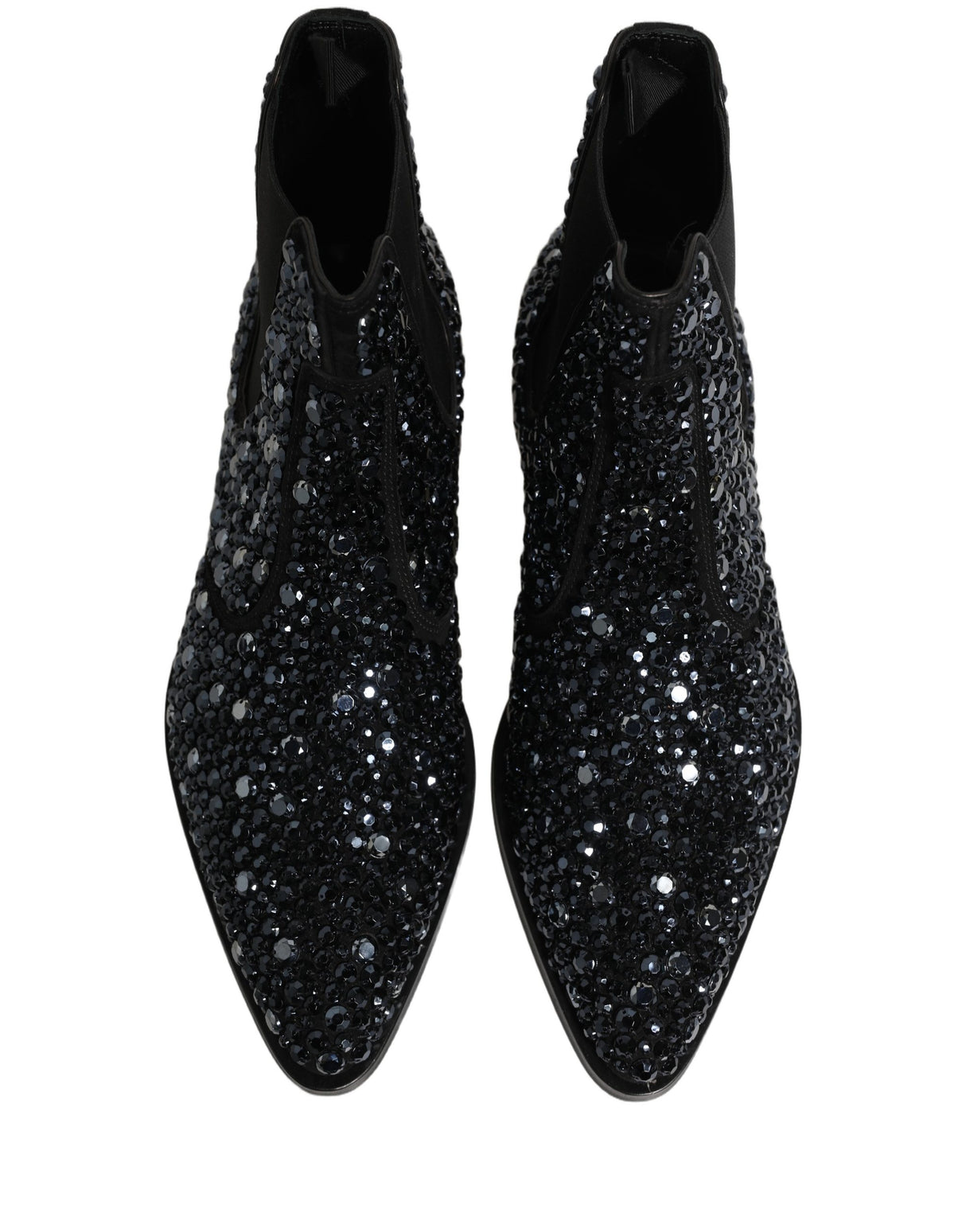 Dolce & Gabbana Black Embellished Chelsea Ankle Boots Shoes