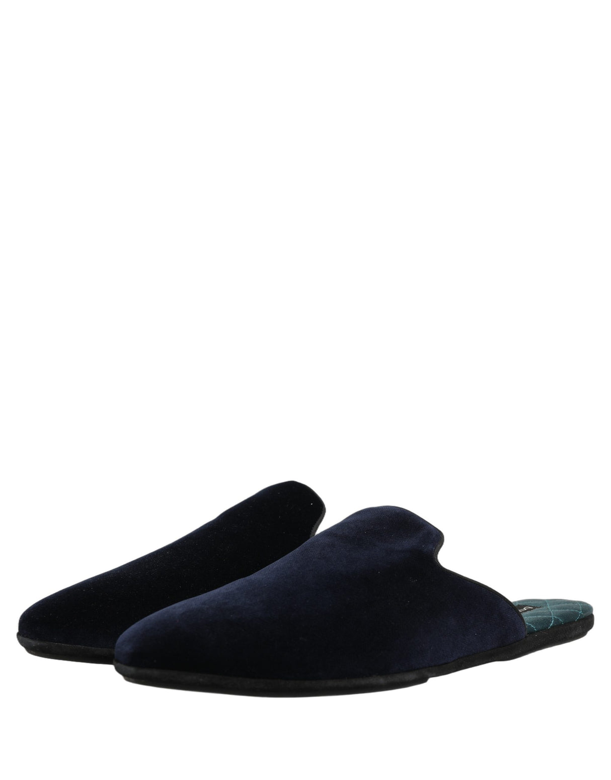 Dolce & Gabbana Dark Blue Suede Slides Flat Slipper Men Shoes