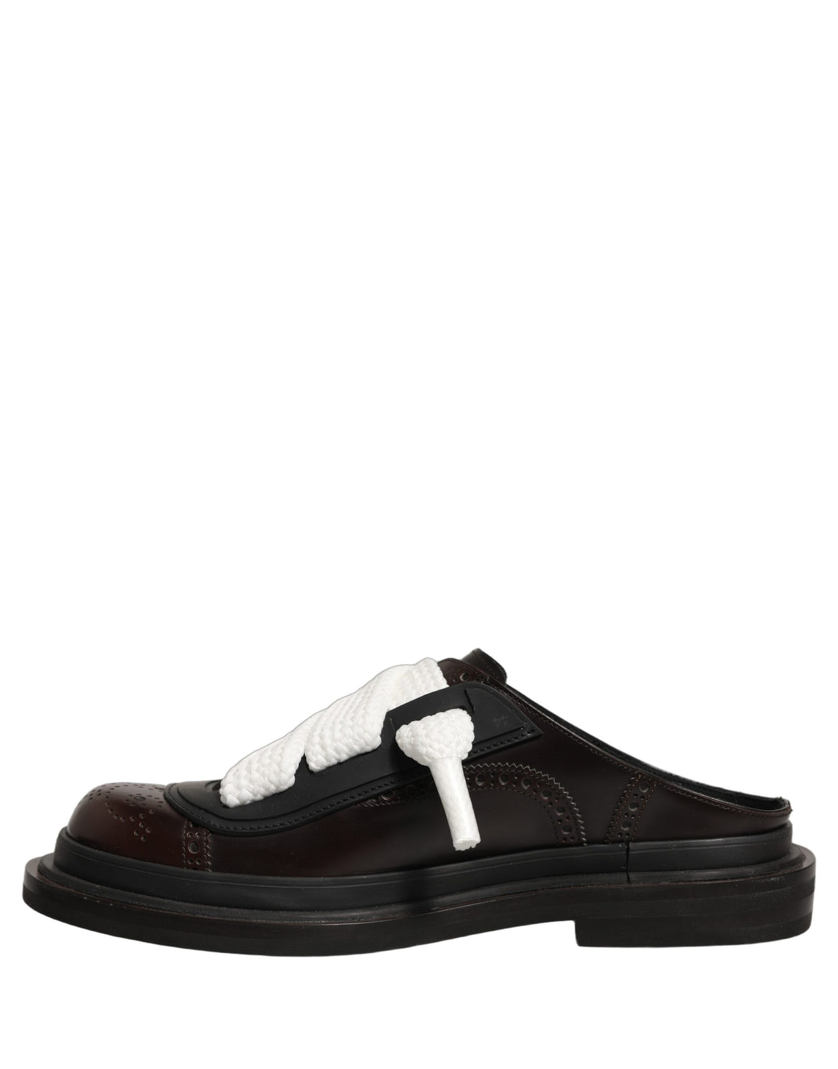 Dolce & Gabbana Brown Leather Slip On Flat Sandals Men Shoes