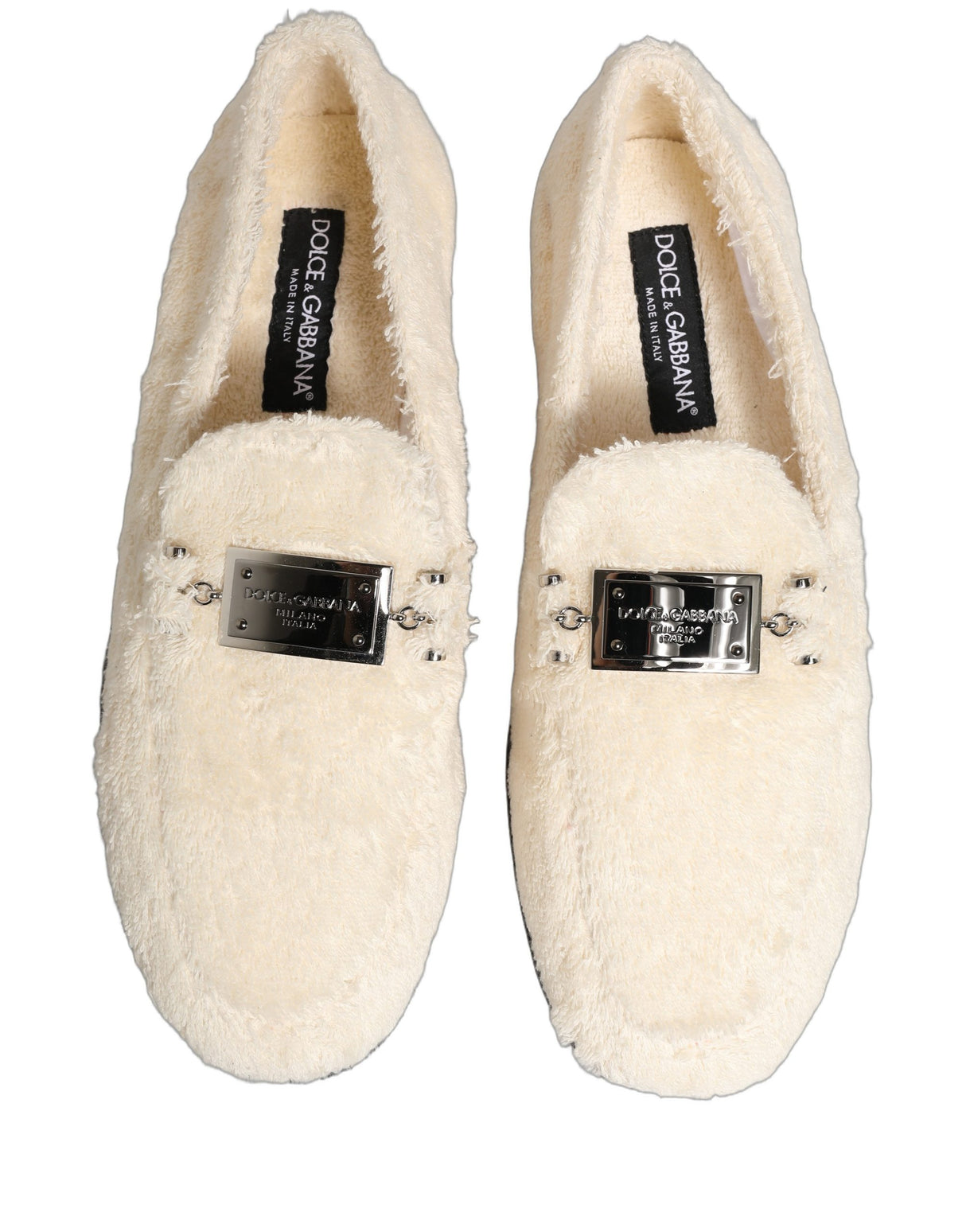 Dolce & Gabbana White Fur Shearling Men Dress Loafers Shoes