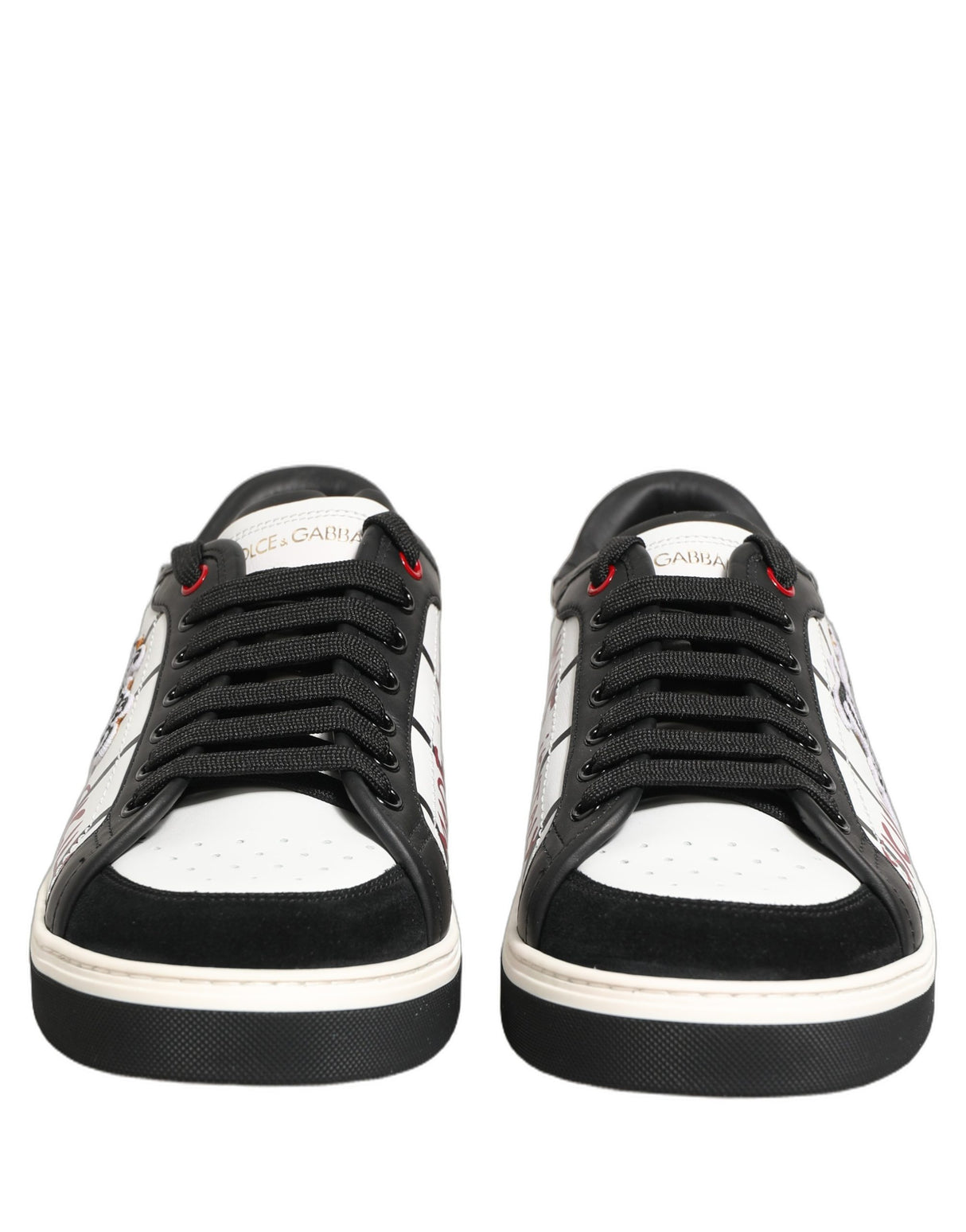Dolce & Gabbana White Black DG Logo King Patch Low-Top Sneaker Shoes