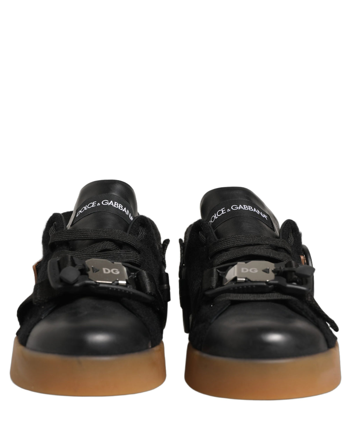 Dolce & Gabbana Black Leather Low Trainers Men Sneakers Shoes