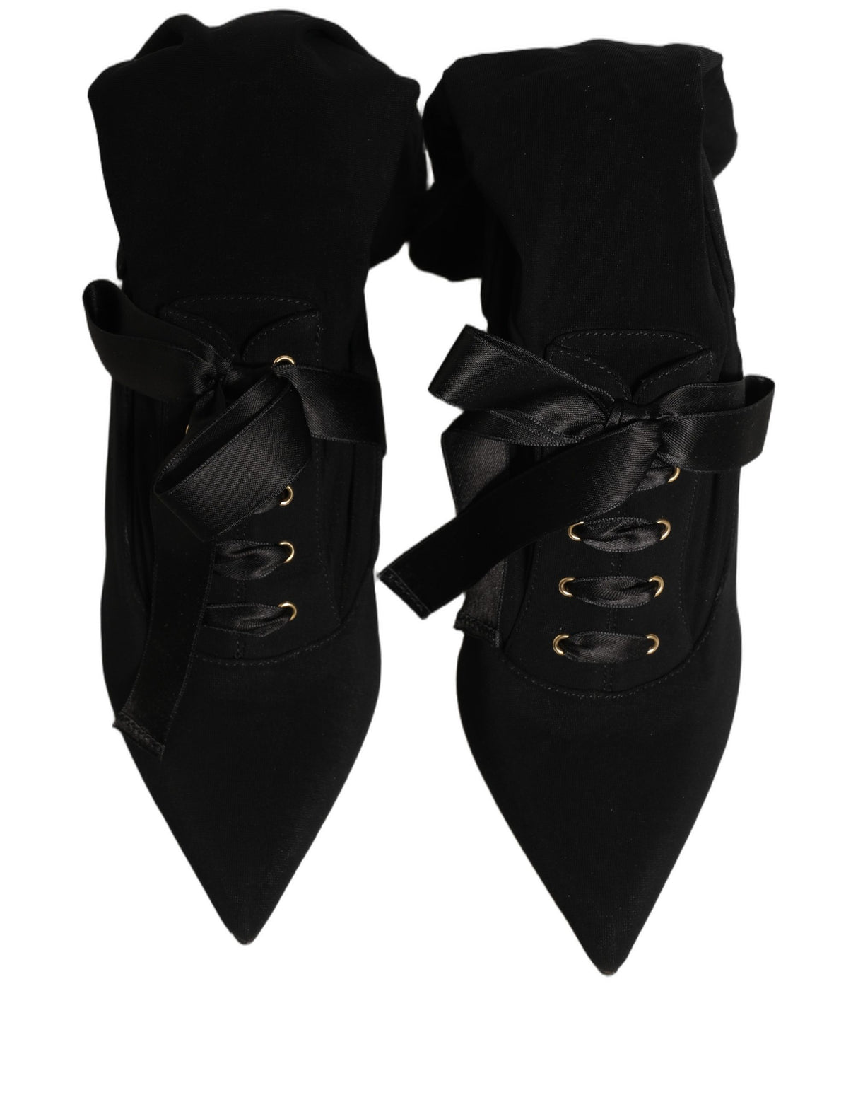 Dolce & Gabbana Black Stiletto Heels Mid Calf Boots Shoes