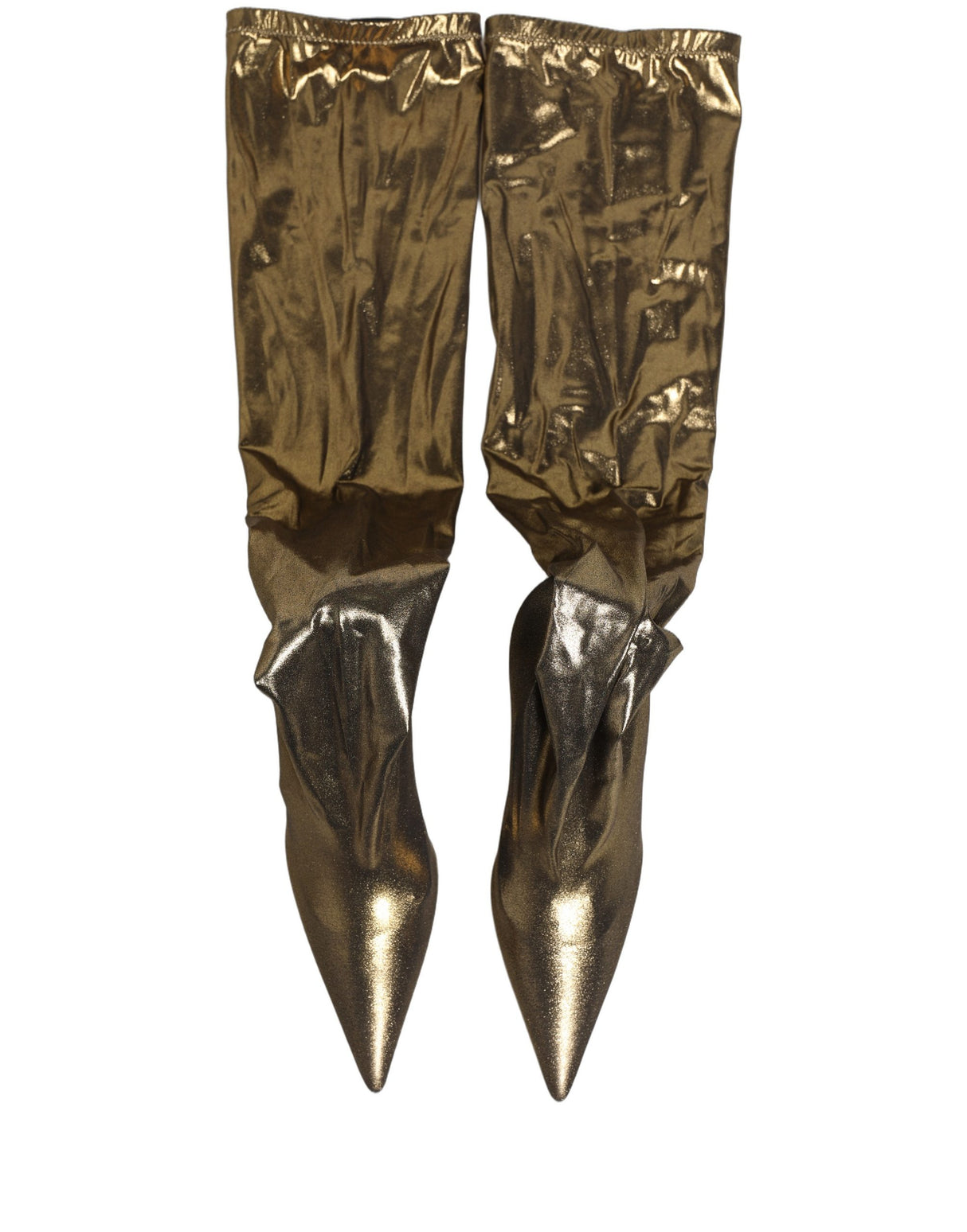 Dolce & Gabbana Gold Nylon Socks Knee High Boots Pumps Shoes
