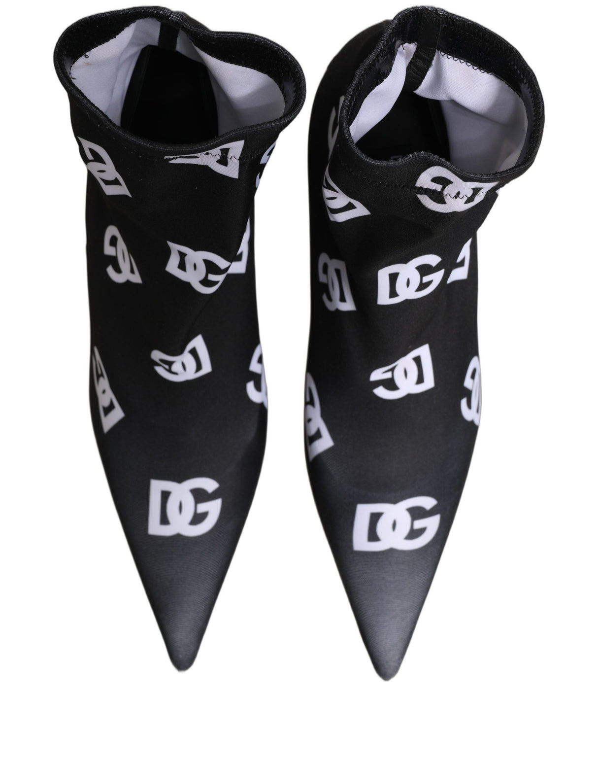 Dolce & Gabbana Black Logo Stretch Heels Ankle Boots Shoes