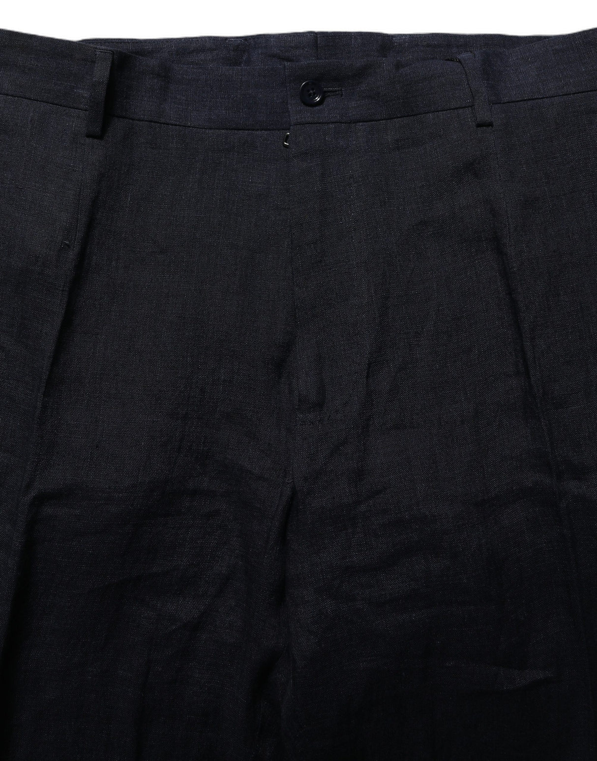 Dolce & Gabbana Black Linen Straight Leg Dress Trouser Pants