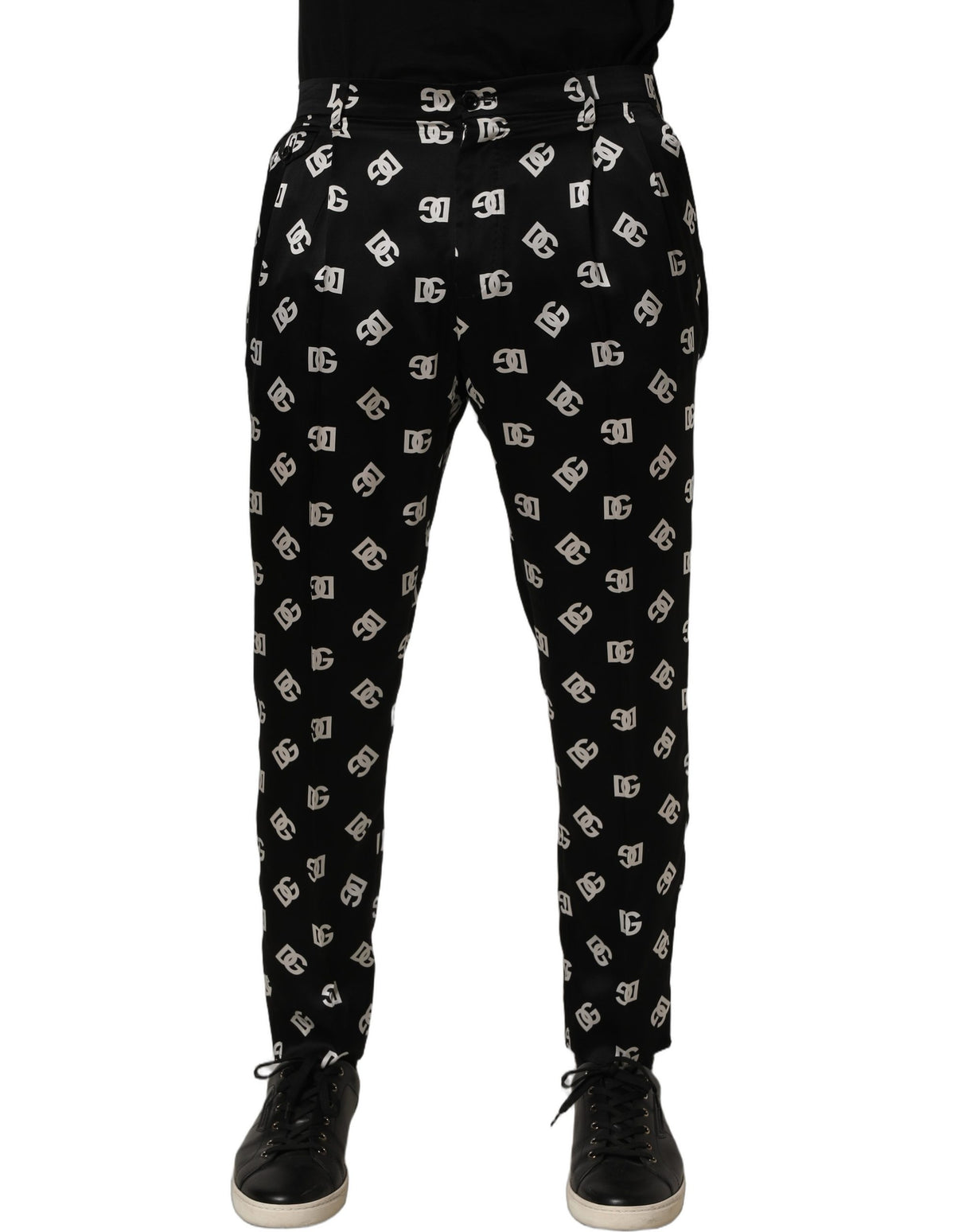 Dolce & Gabbana Black Silk Skinny Leg Dress Men Trouser Pants