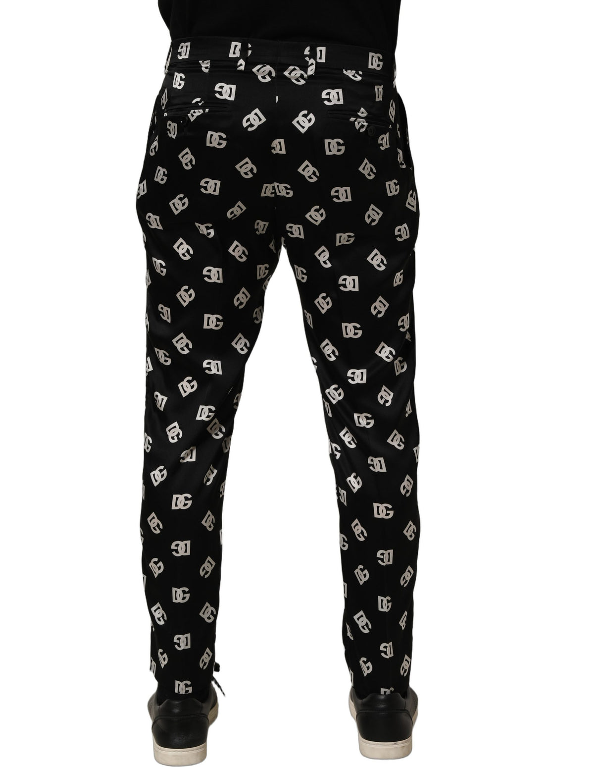 Dolce & Gabbana Black Silk Skinny Leg Dress Men Trouser Pants