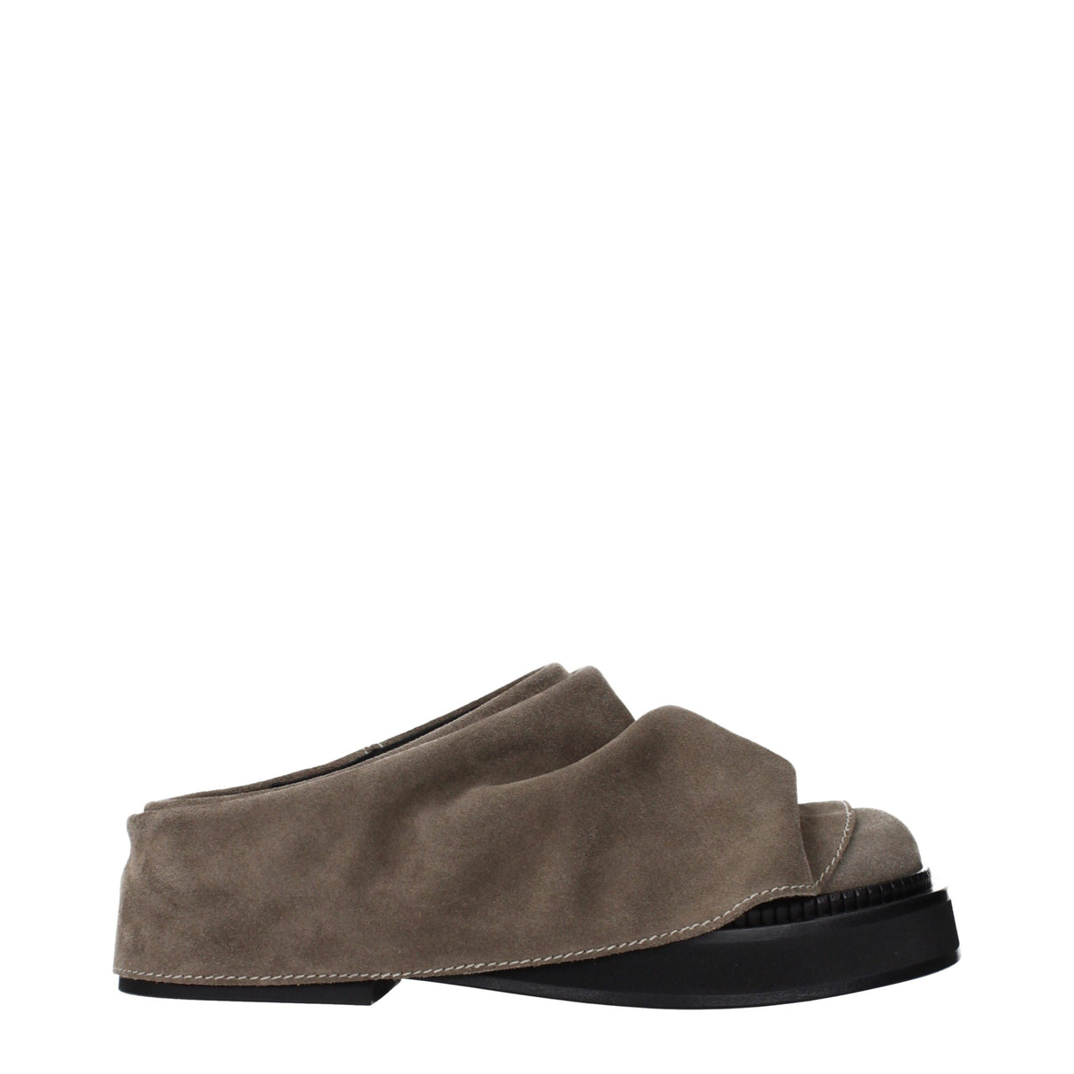 The Attico Gray Leather Slippers
