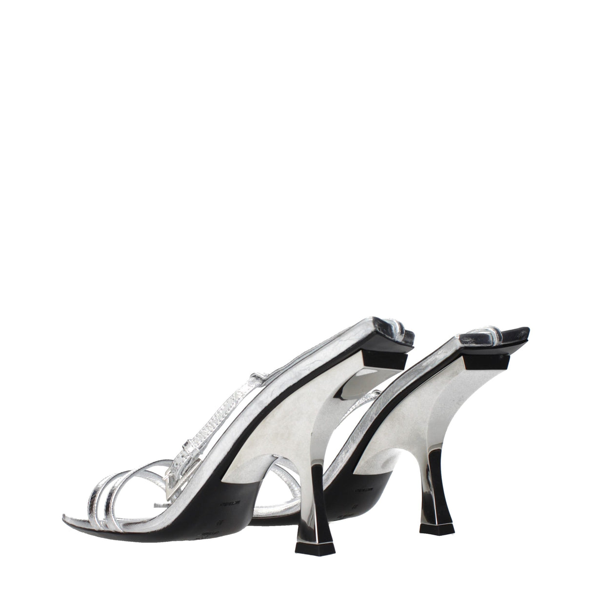 The Attico Gray Leather Stiletto Heel Sandals
