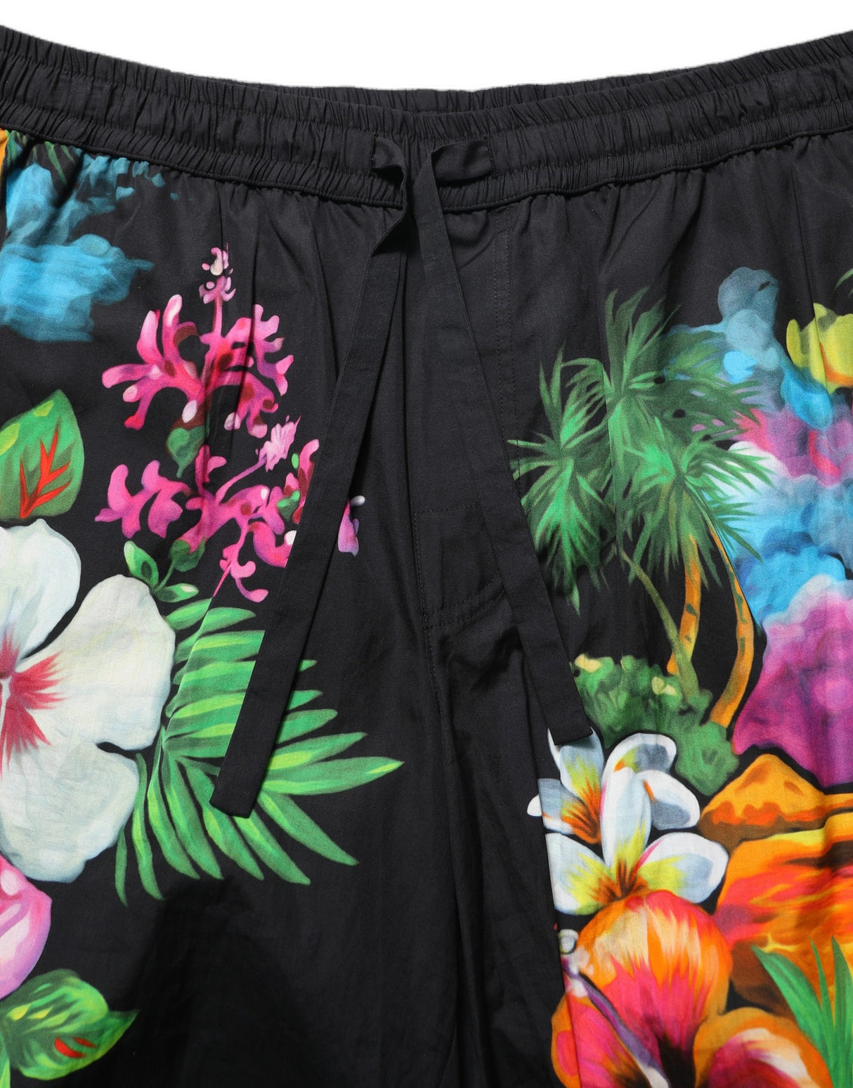 Dolce & Gabbana Black Cotton Tropical Floral Bermuda Shorts