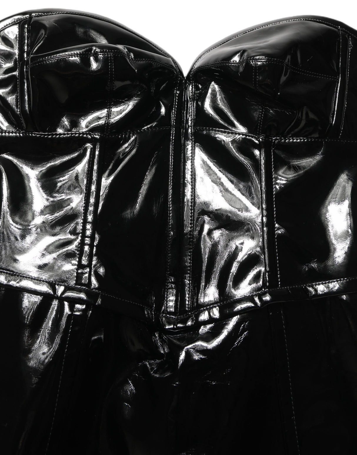 Dolce & Gabbana Black Patent Leather Corset Style Mini Dress