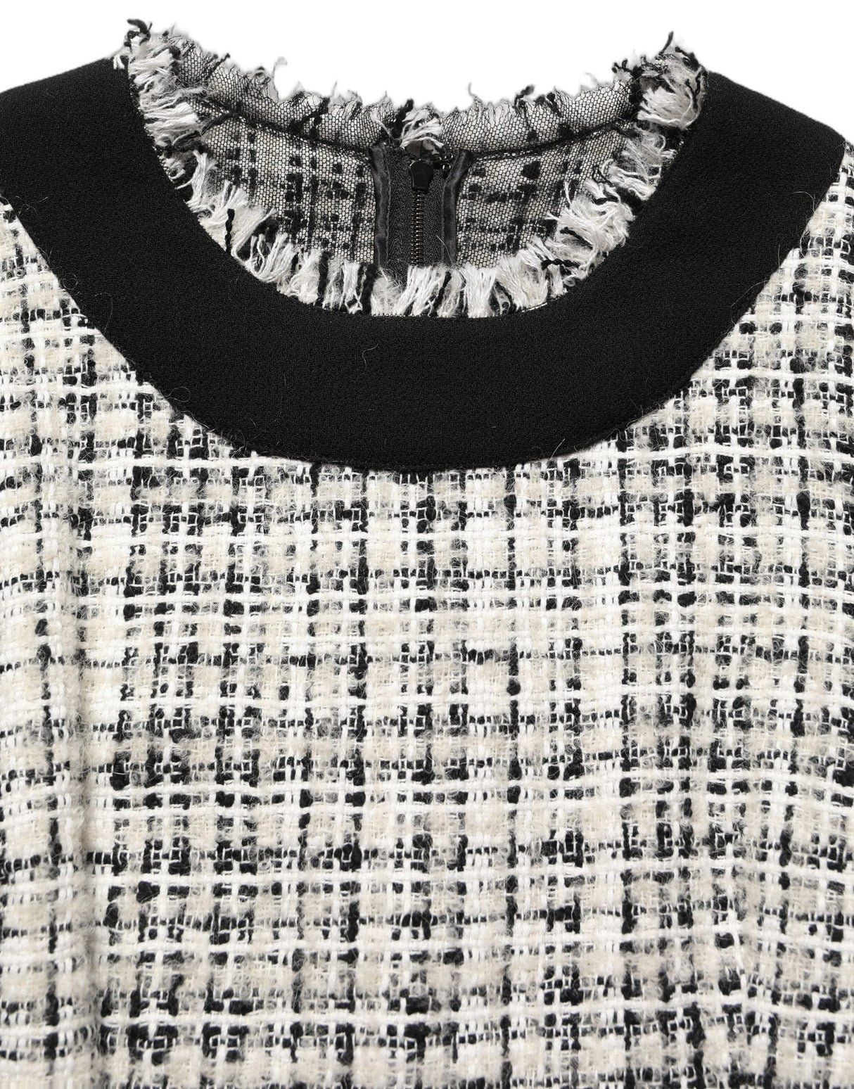 Dolce & Gabbana Multicolor Bouclé Tweed Frayed Trim Midi Dress