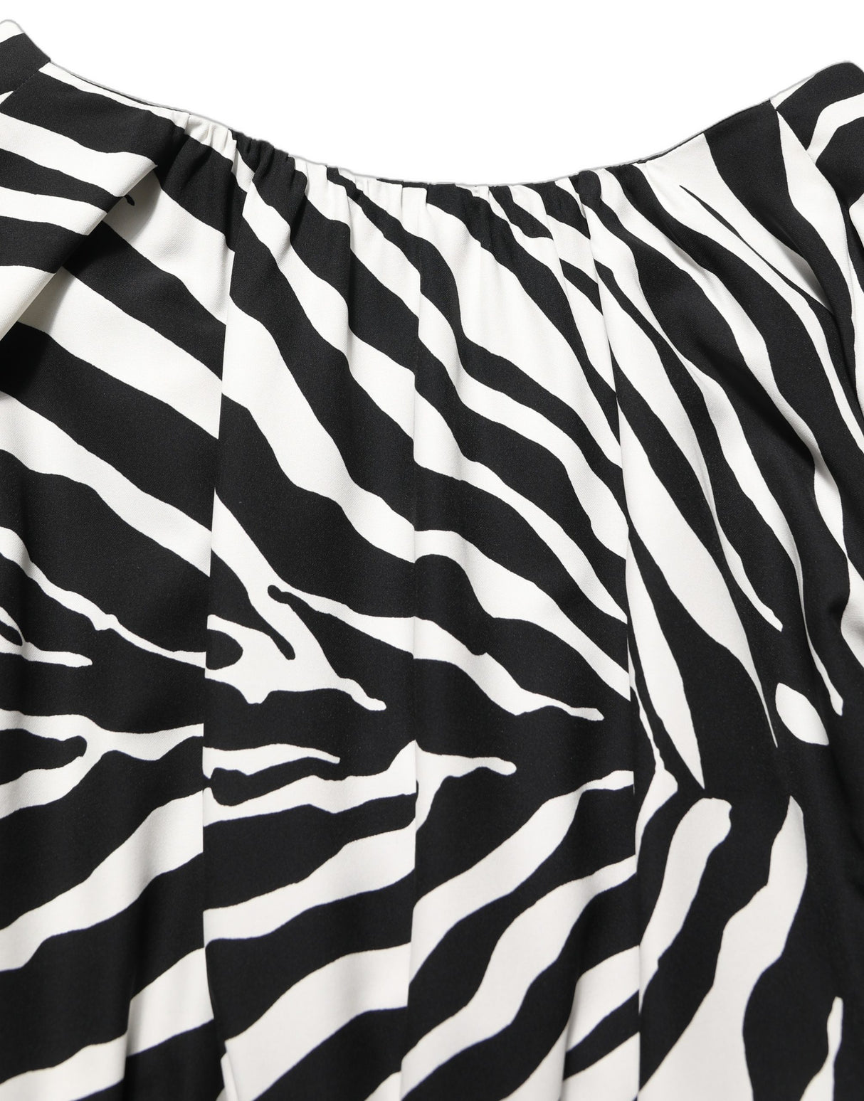 Dolce & Gabbana Black White Zebra Ruched Silk Mini Dress
