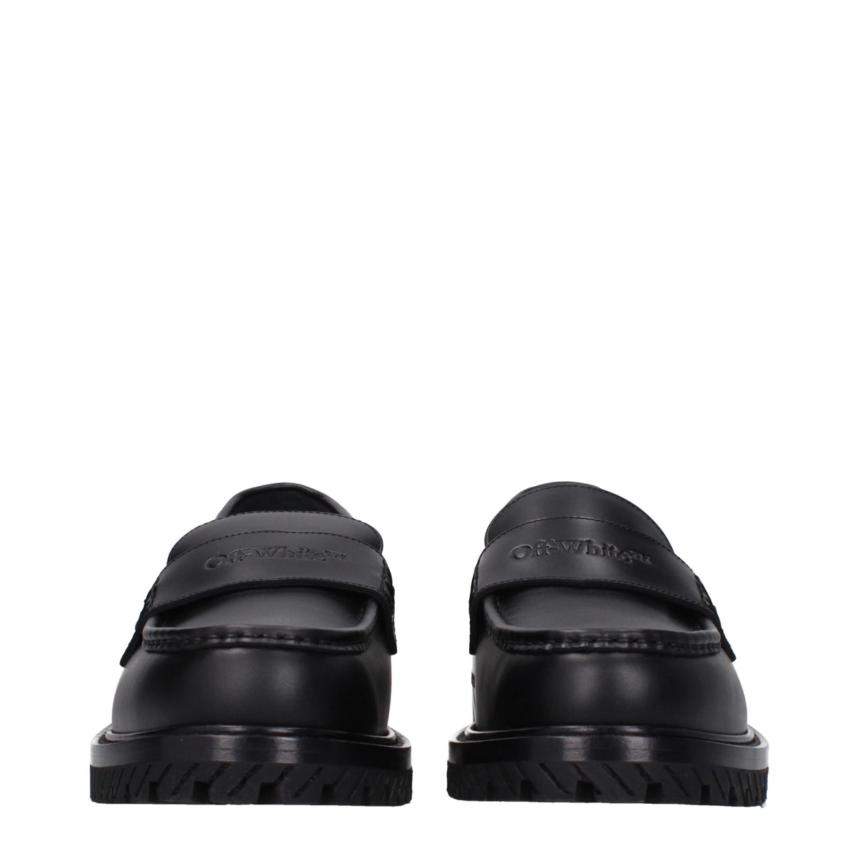 Off-White Black Leather Slip-On Loafers