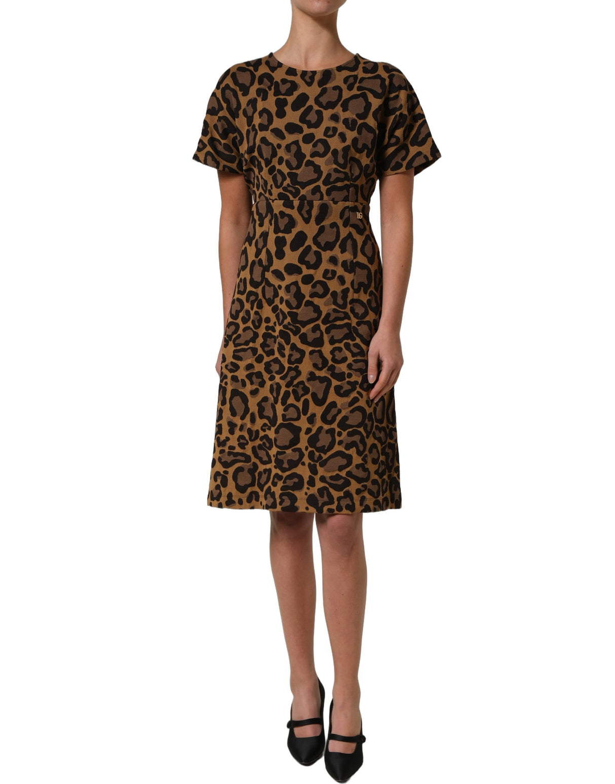 Dolce & Gabbana Brown LeopardPrint Flared A-line Mini Dress