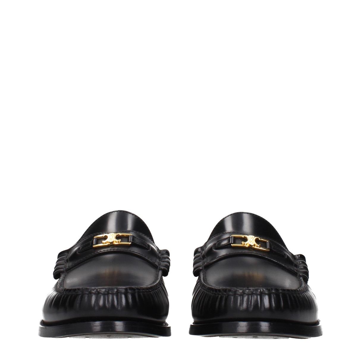Celine Black Leather Slip-On Loafers