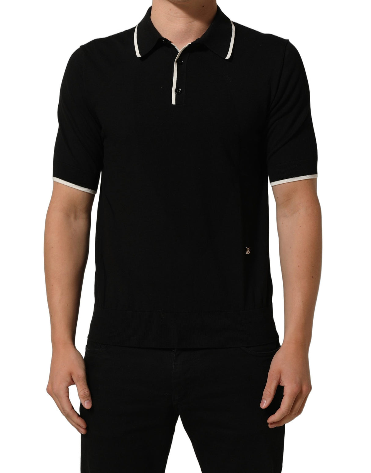 Dolce & Gabbana Black Cotton Collared Short Sleeves Men Polo T-shirt