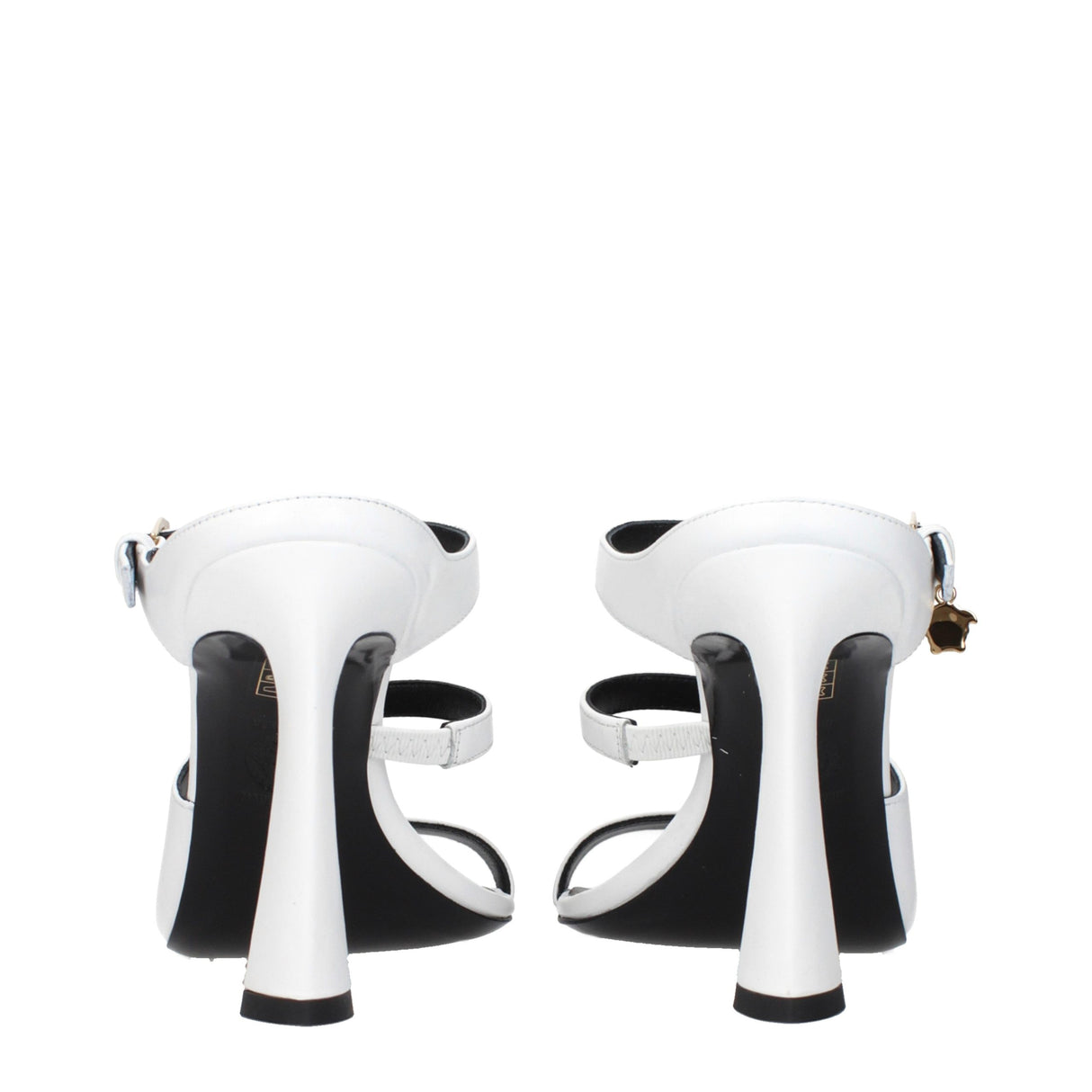 Versace White Leather Stiletto Heel Sandals