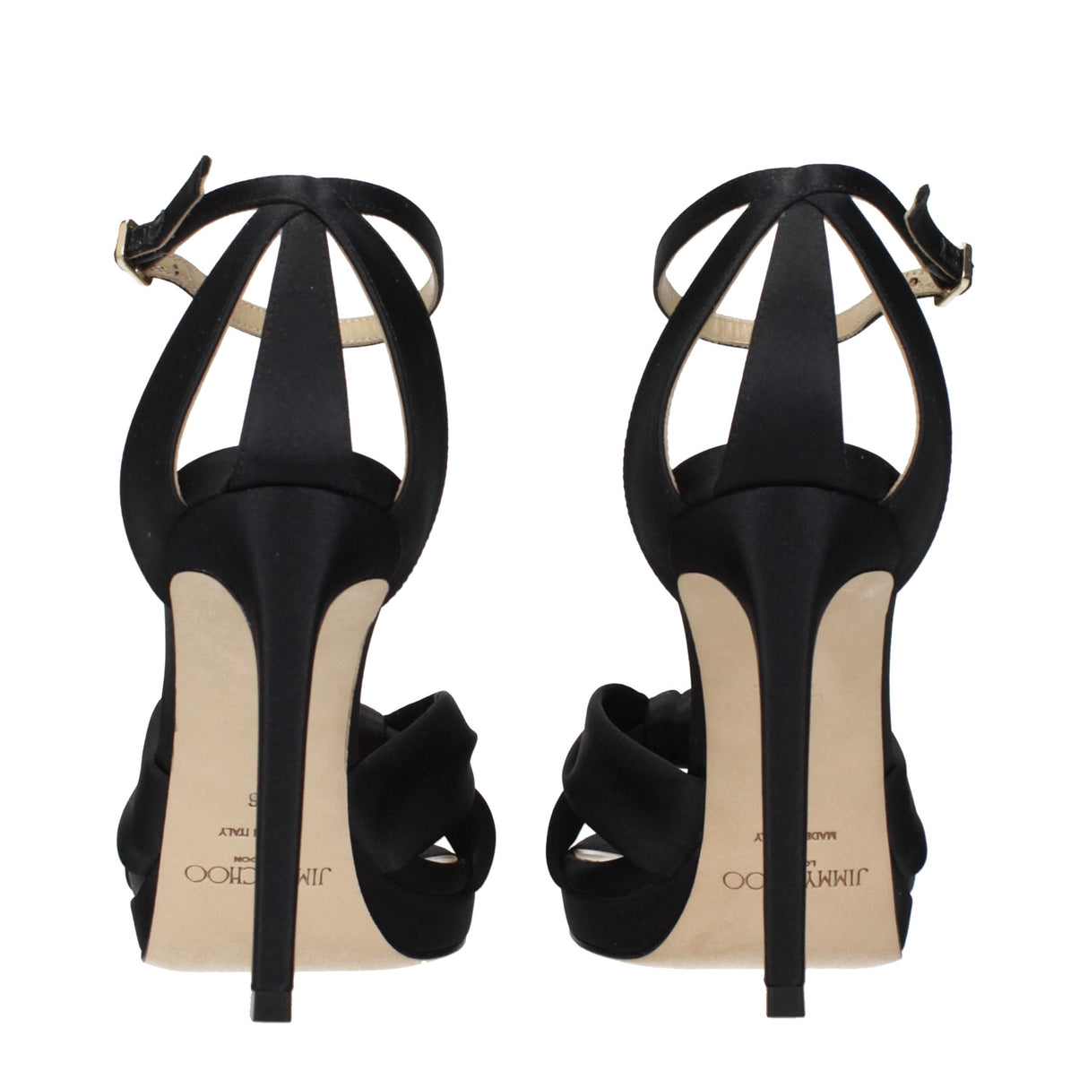 Jimmy Choo Black Satin Platform Sandals