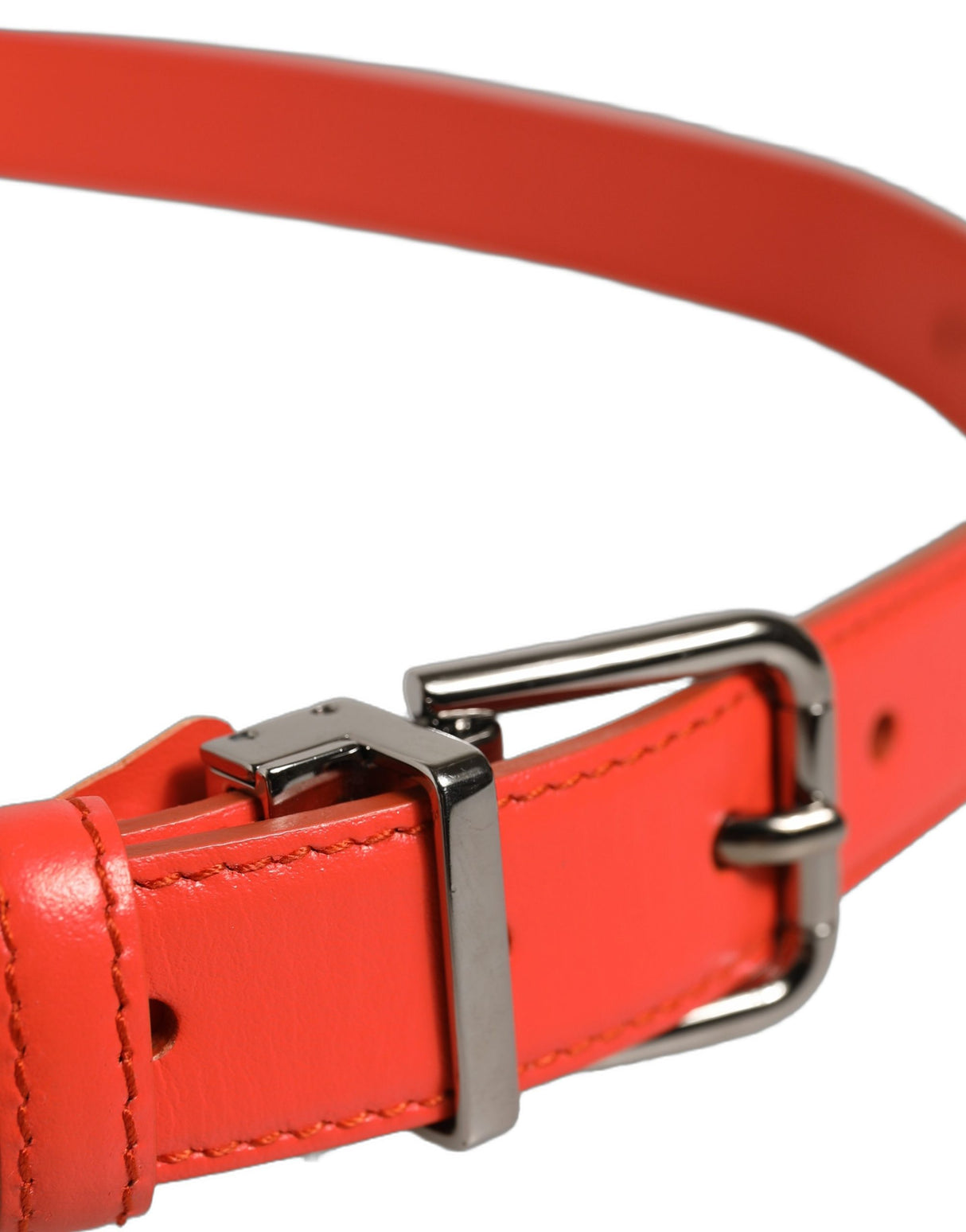 Dolce & Gabbana Red Leather Silver Metal Buckle Cintura Belt