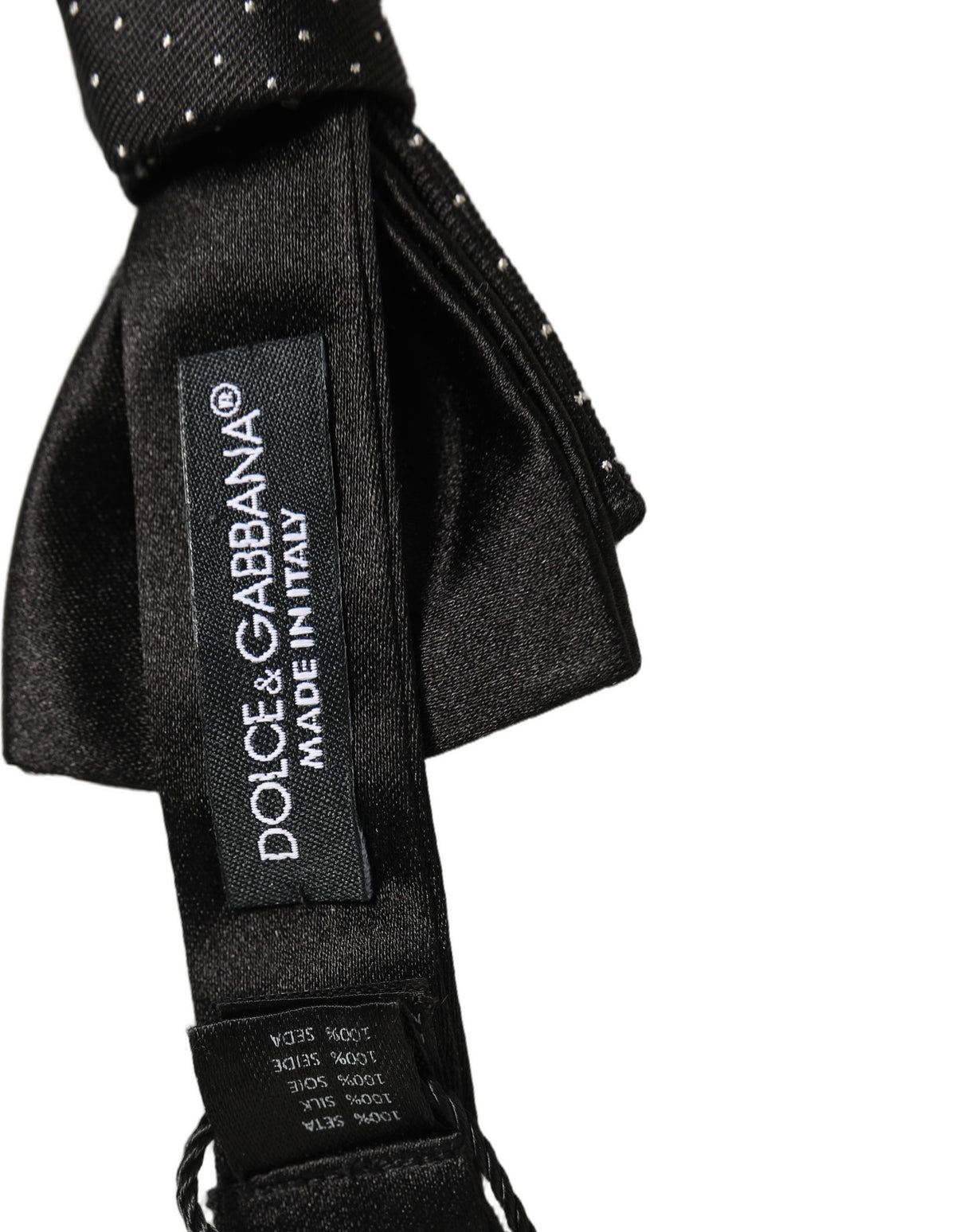 Dolce & Gabbana Men Black DG Polka Dot Adjustable Neck Papillon Bow Tie