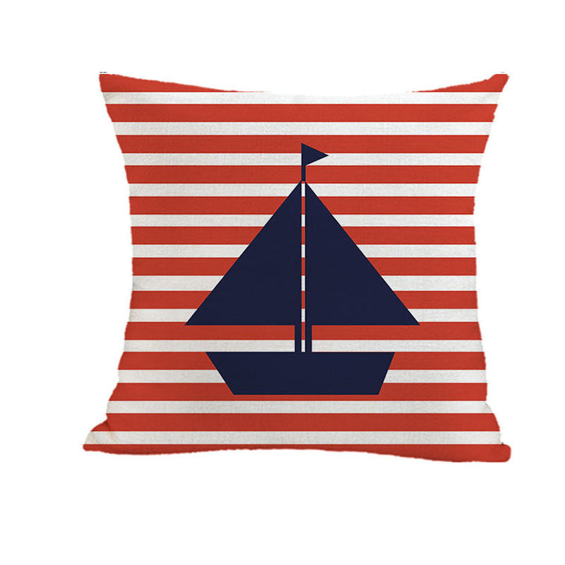 Pirate Ship Pattern Throw Pillow Cover for Home Decor