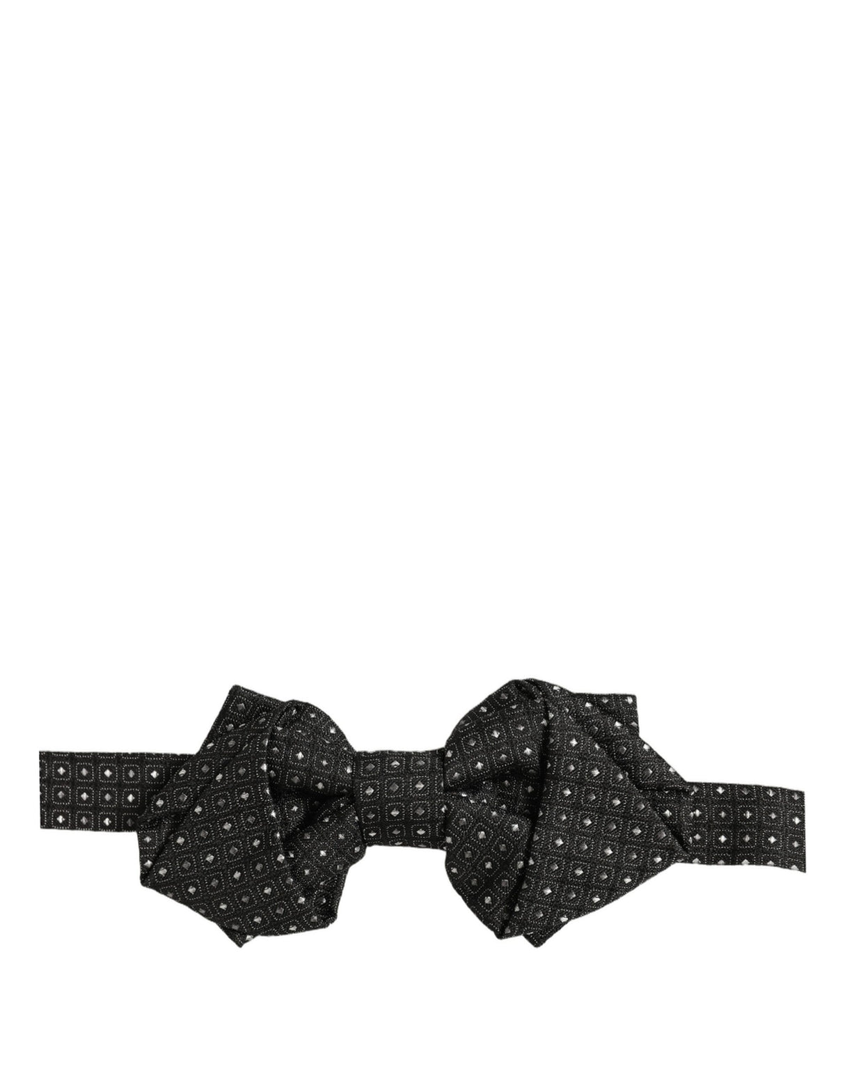 Dolce & Gabbana Men Black Polka Dot Silk Adjustable Neck Papillon Bow Tie
