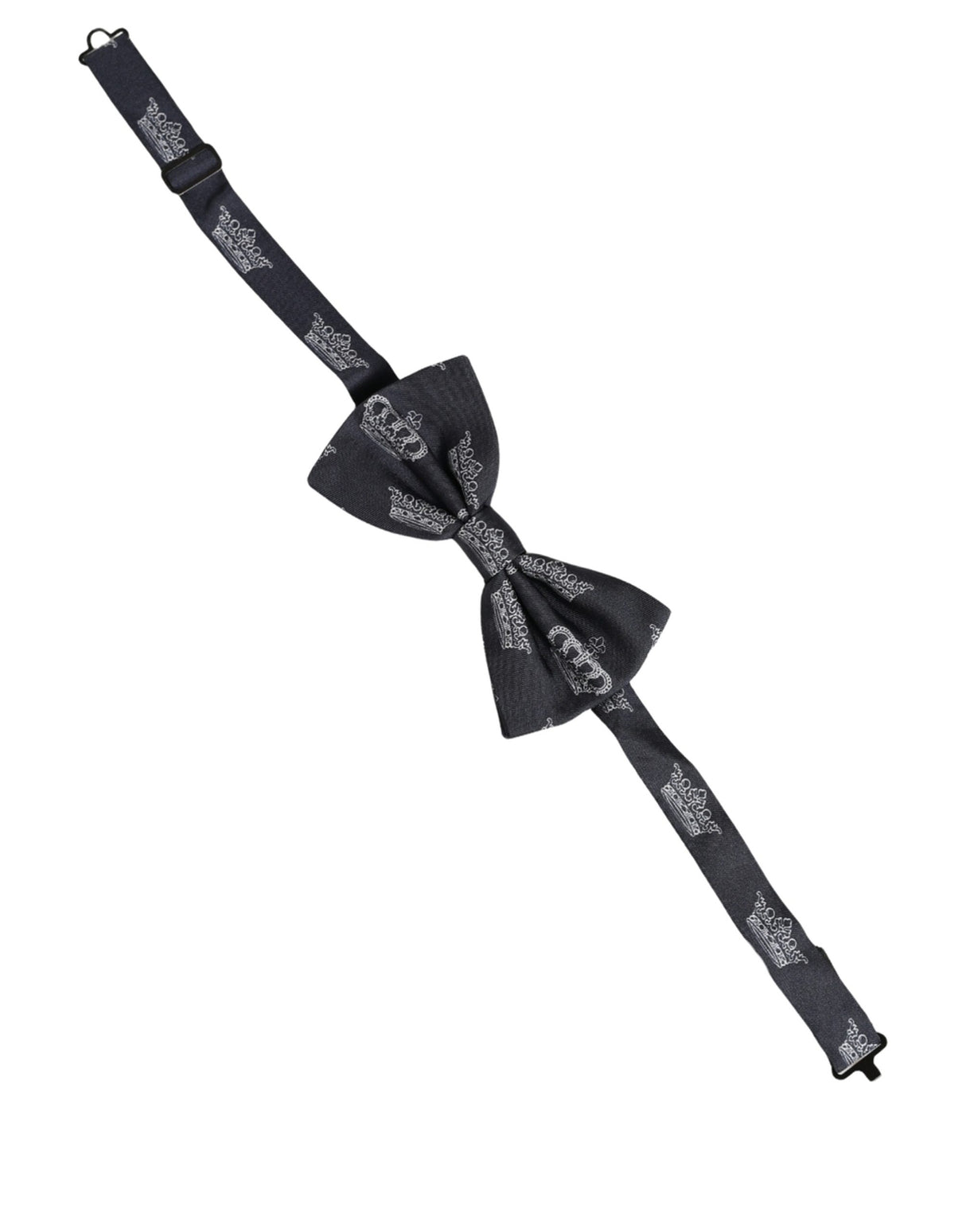 Dolce & Gabbana Men Black Crown Silk Adjustable Neck Papillon Bow Tie
