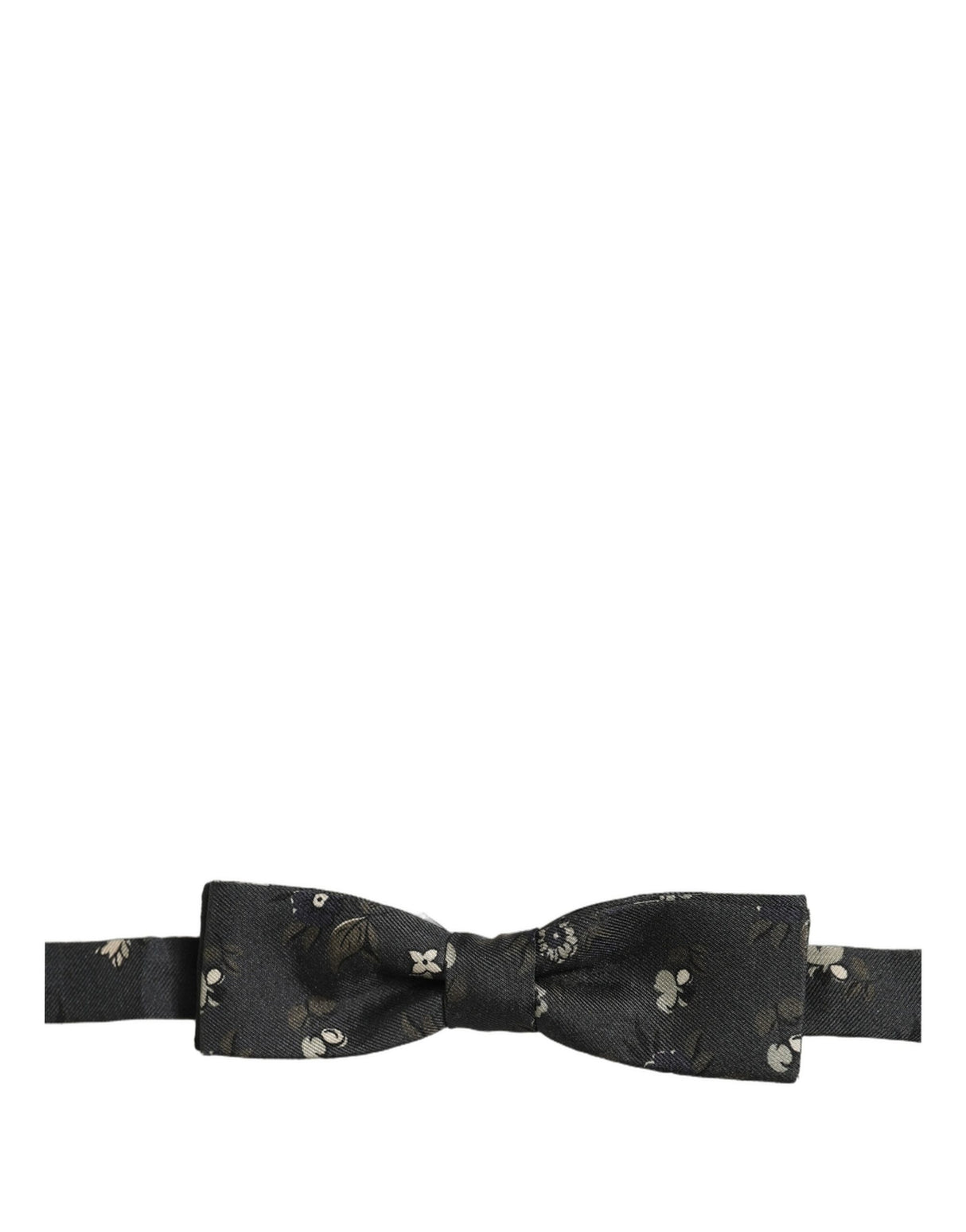 Dolce & Gabbana Men Black Floral Silk Adjustable Neck Papillon Bow Tie