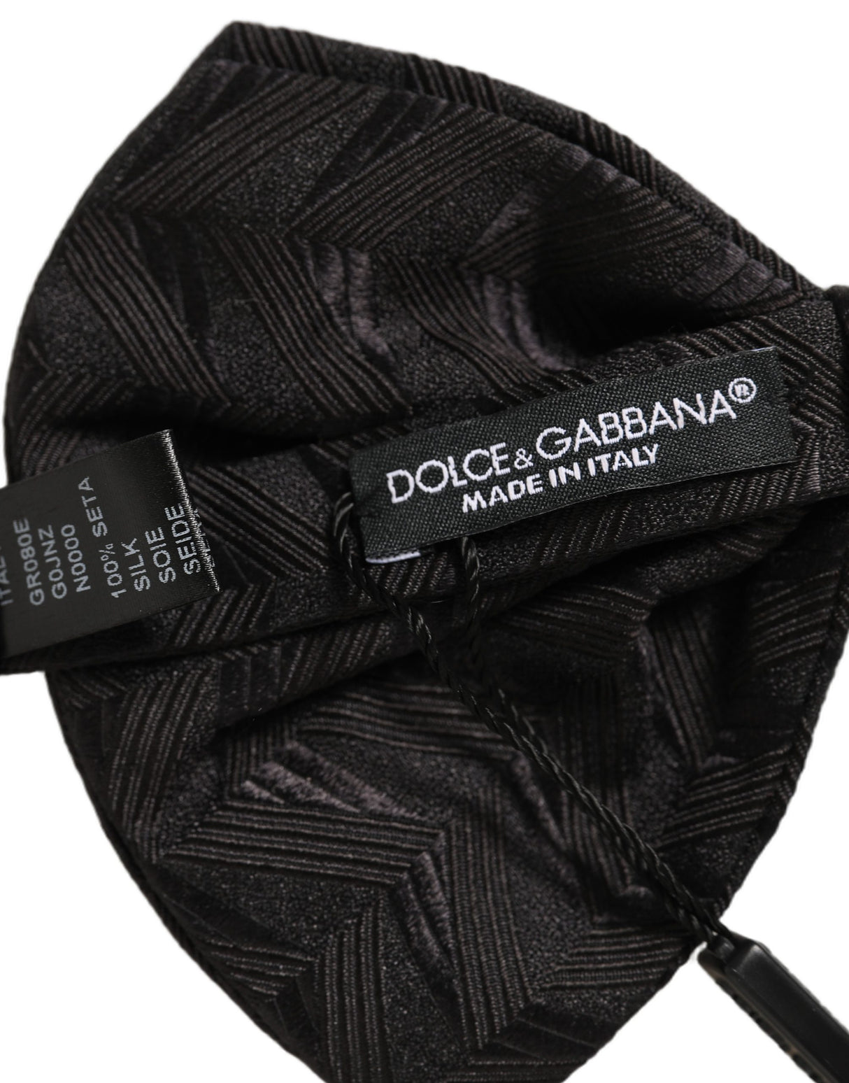 Dolce & Gabbana Men Black Patterned Adjustable Neck Papillon Bow Tie