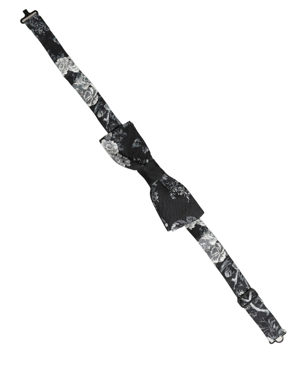 Dolce & Gabbana Black Floral Silk Adjustable Neck Men Papillon Bow Tie