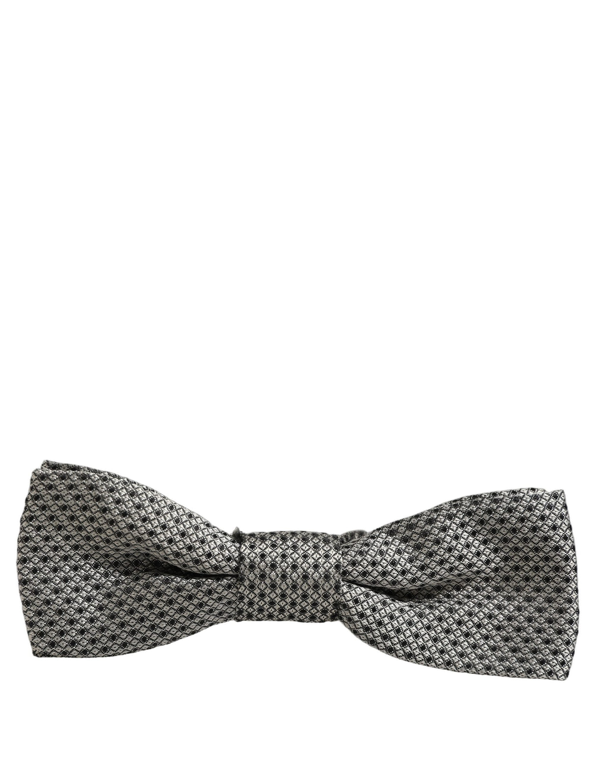 Dolce & Gabbana Men Gray Silk Patterned Adjustable Neck Papillon Bow Tie