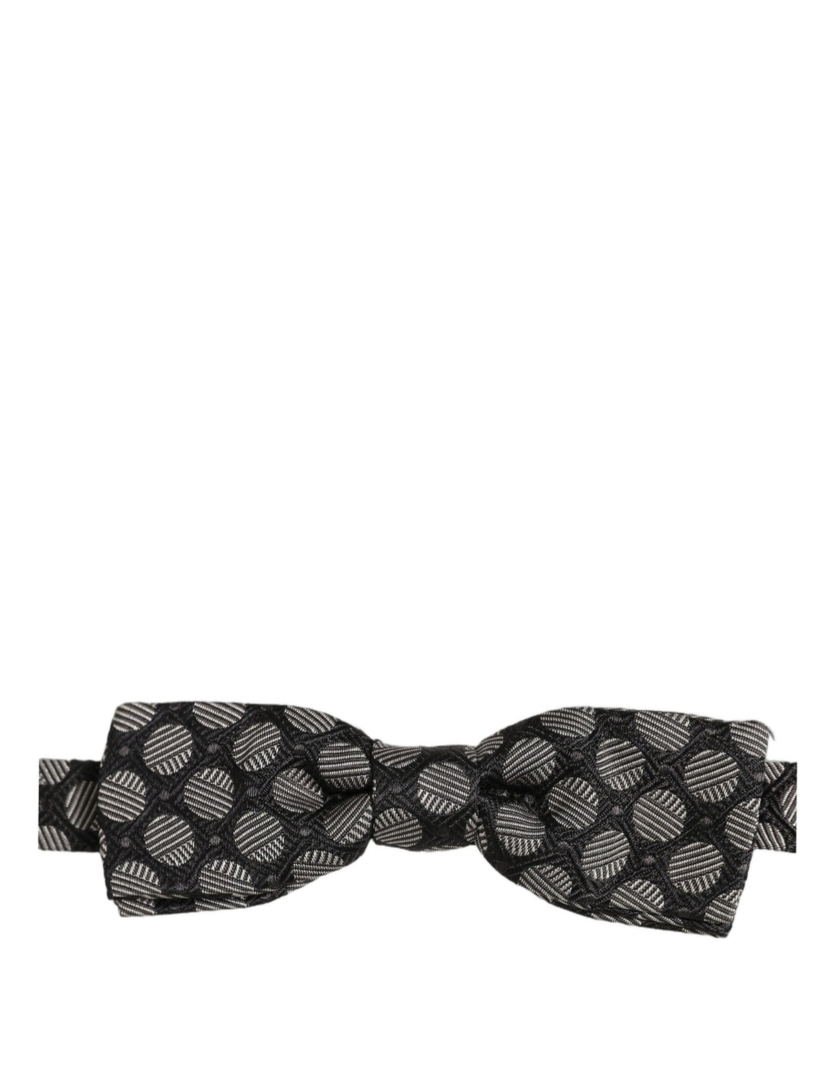 Dolce & Gabbana Black White Geometric Silk Adjustable Neck Papillon Bow Tie