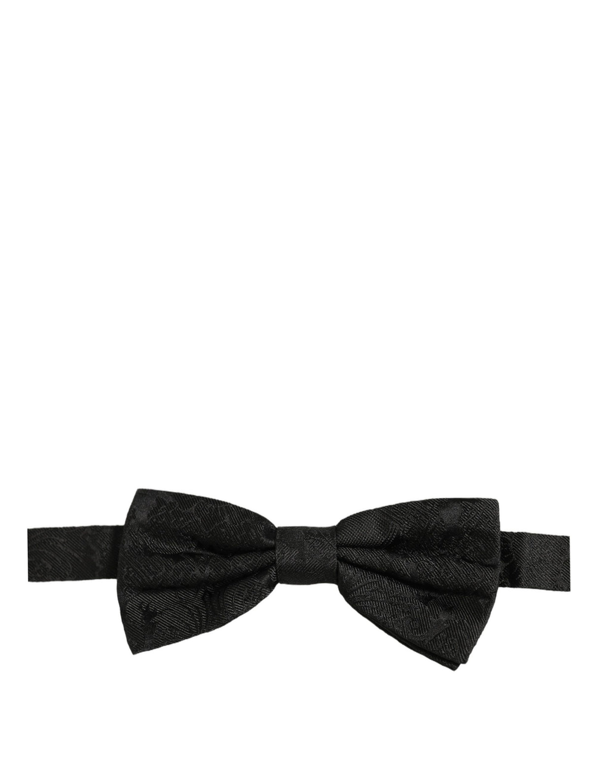 Dolce & Gabbana Men Black Paisley Silk Adjustable Neck Papillon Bow Tie